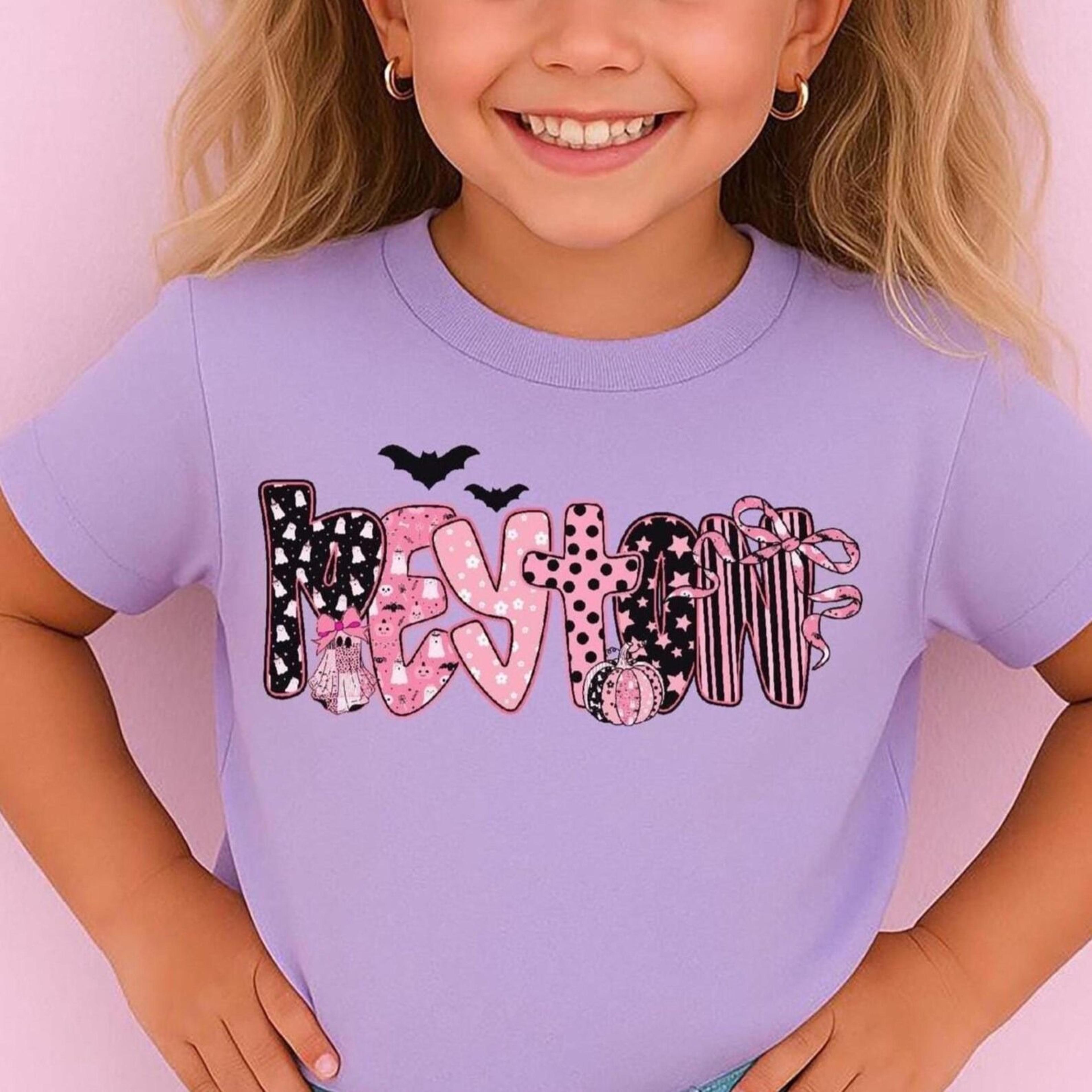 spooky mama girl halloween shirt, pink coquette ghost tee, toddler halloween outfit, cute girls spooky season shirt