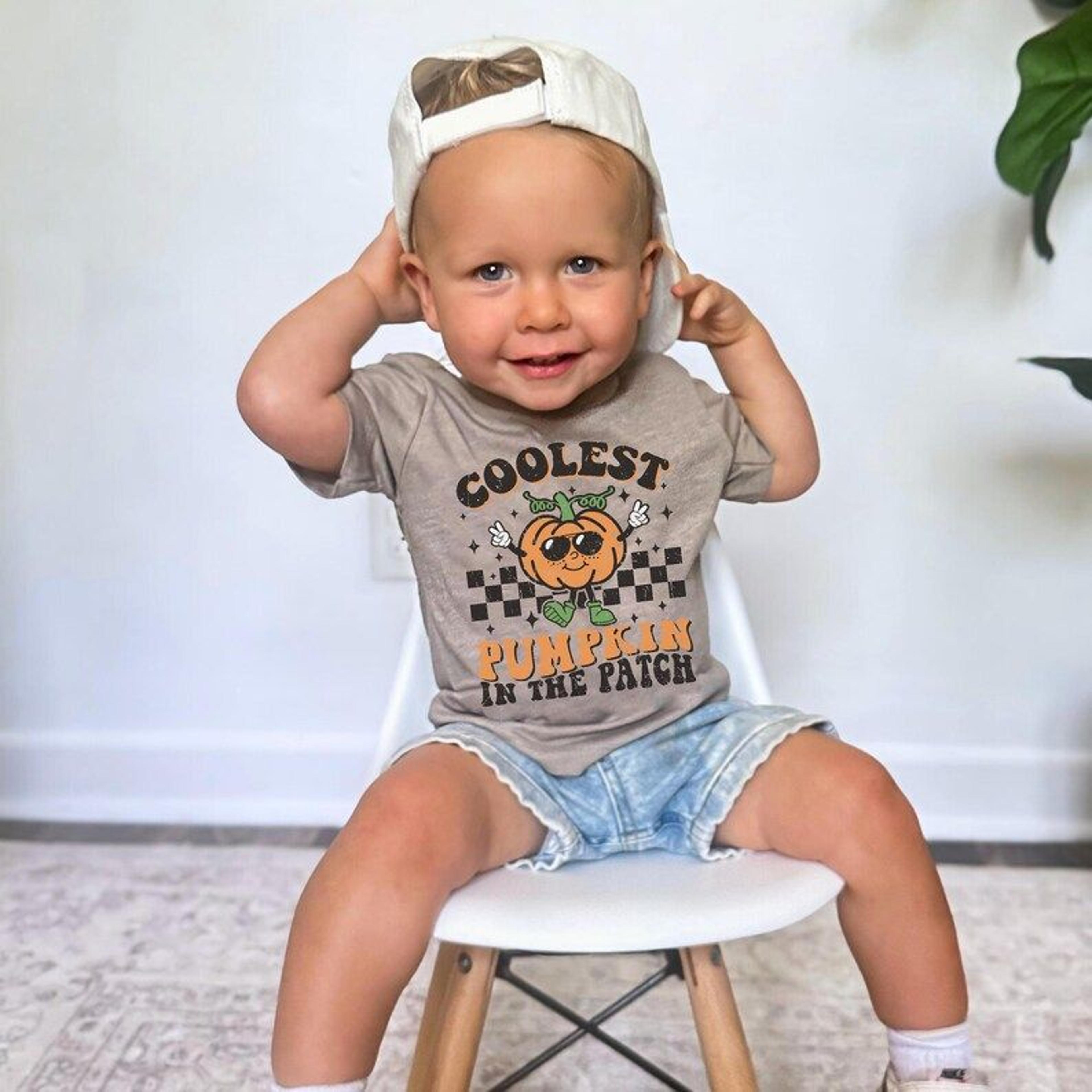 coolest pumpkin in the patch shirt, funny pumpkin kids t-shirt, cute fall toddler tee, pumpkin patch outfit, halloween