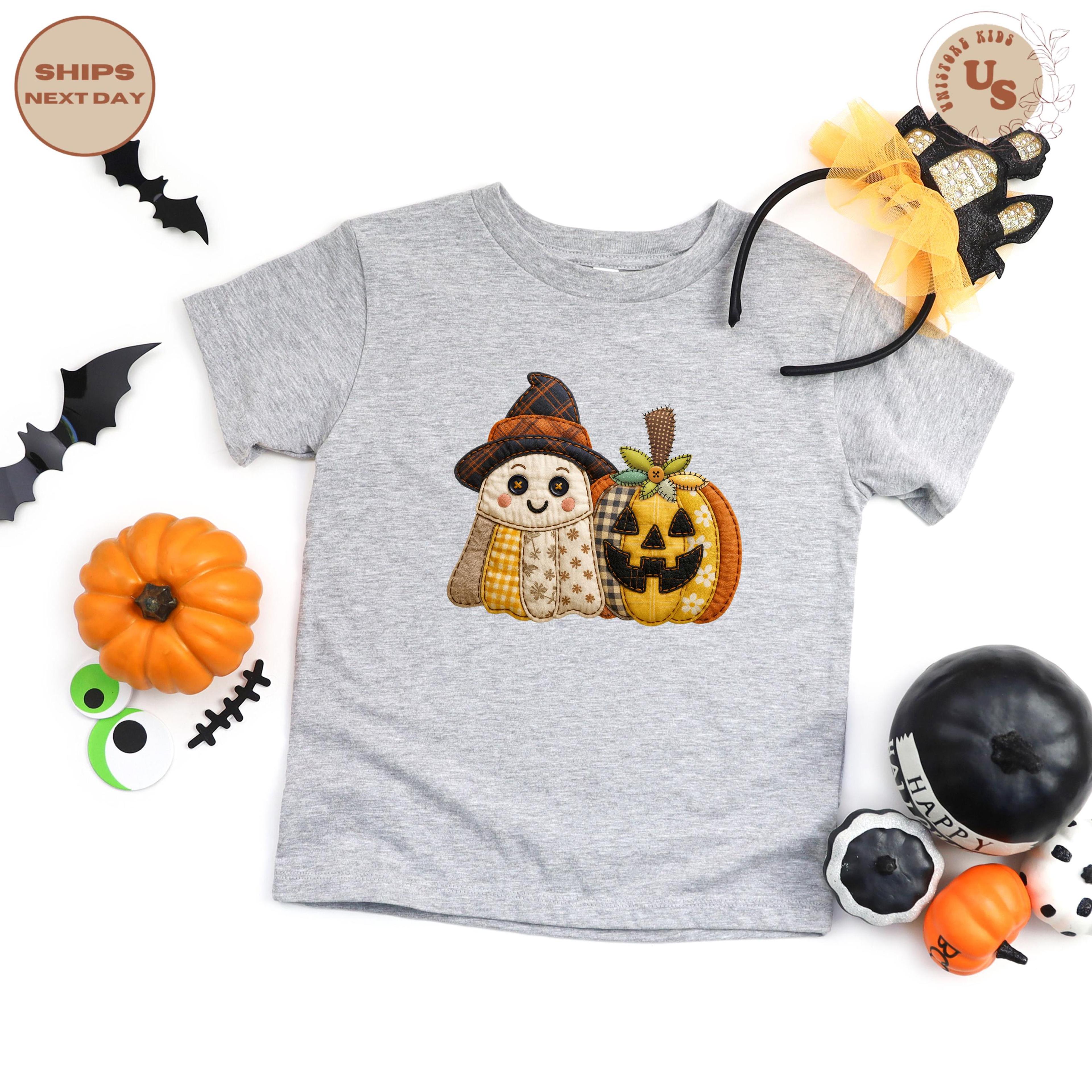 patchwork ghost toddler sweatshirt, cute halloween kids sweatshirt, fall ghost crewneck, pumpkin patch toddler shirt, sp