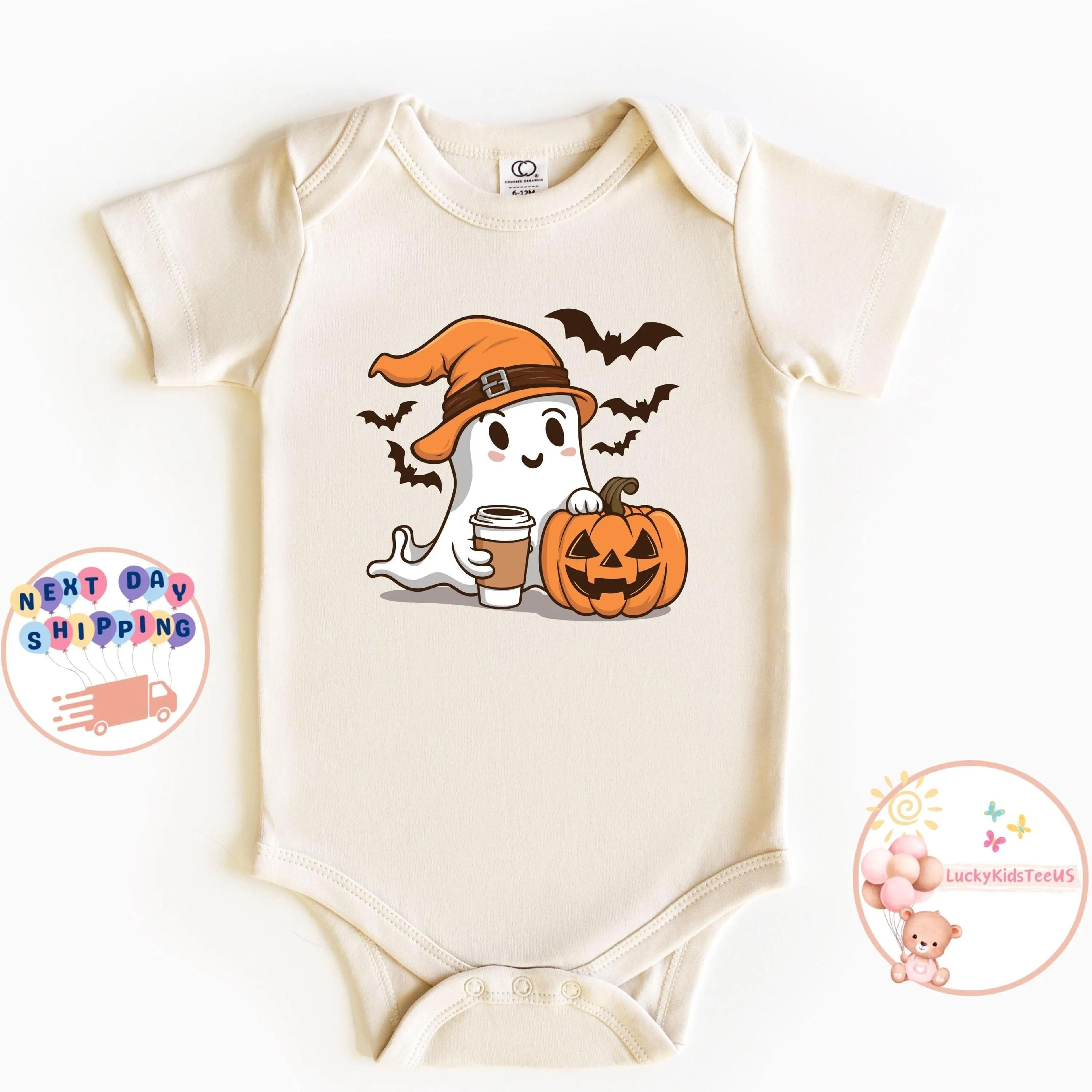 cute ghost pumpkin halloween shirt for toddlers spooky season kids tee funny ghost fall outfit baby halloween top