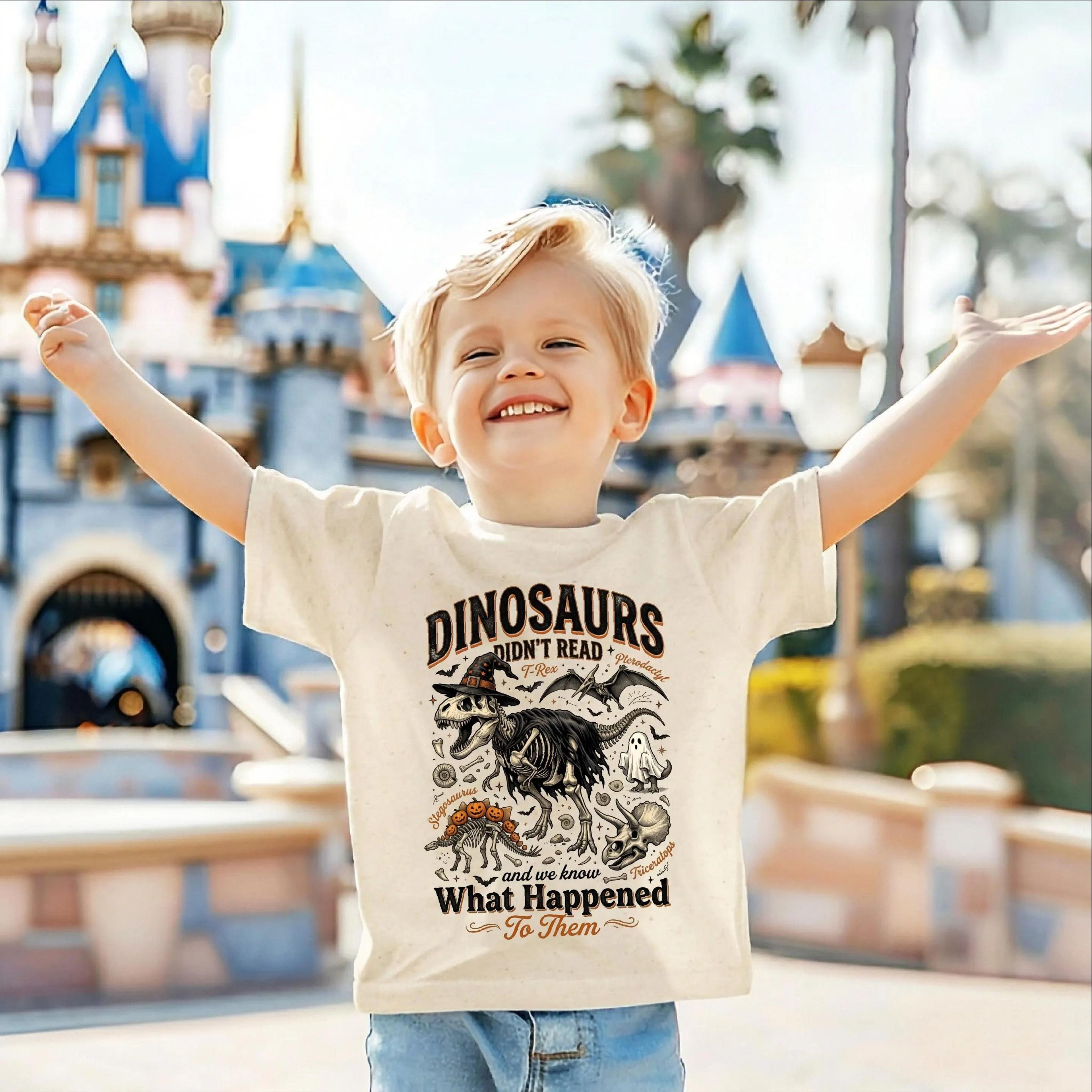 dinosaurs didn't read halloween shirt for kids funny dinosaur ghost tee toddler spooky season fall outfit top