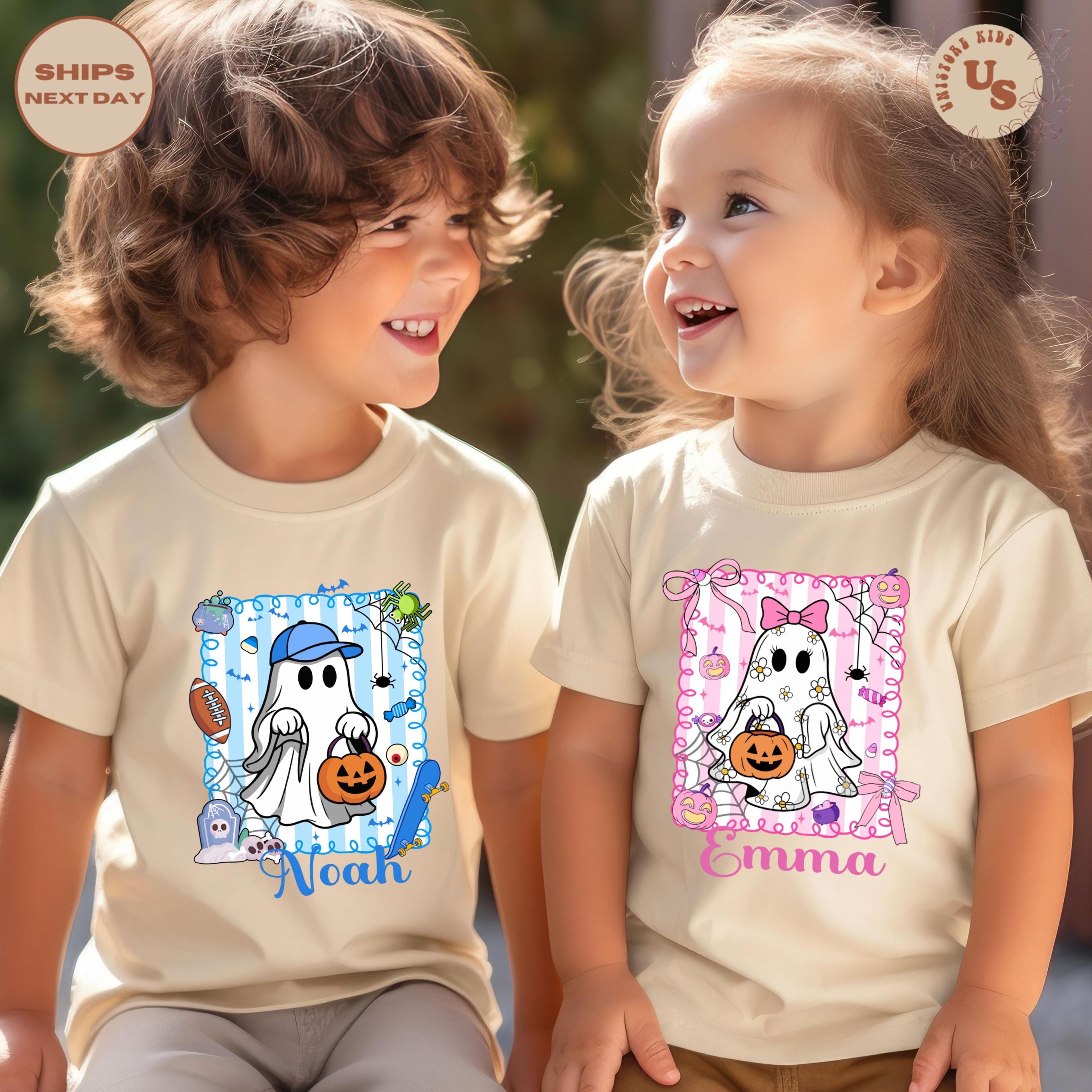 custom ghost name t-shirt, personalized halloween ghost shirt, cute boo tee, custom name fall shirt, spooky season tee