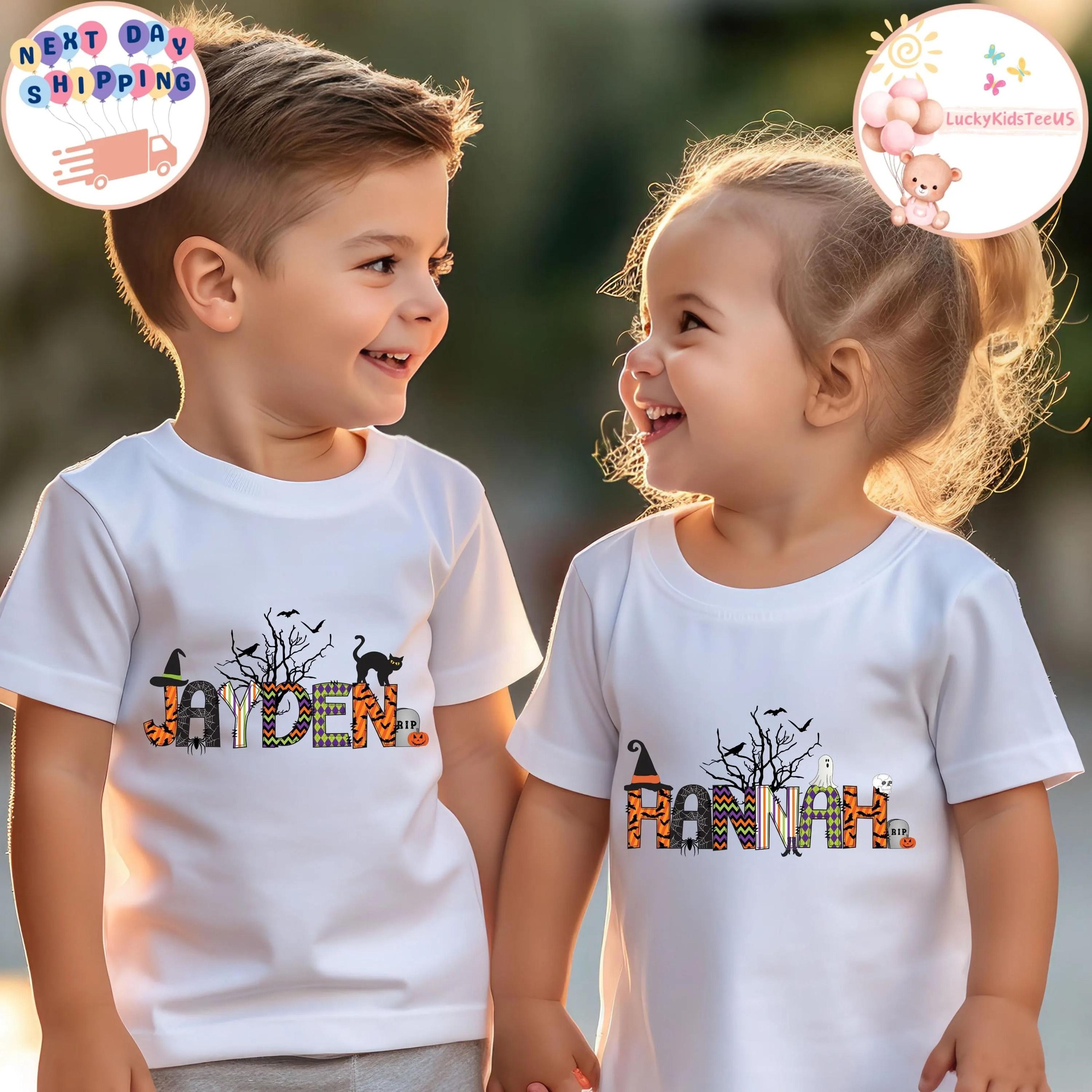 personalized halloween kids sweatshirt custom name spooky season shirt toddler ghost pumpkin fall crewneck gift