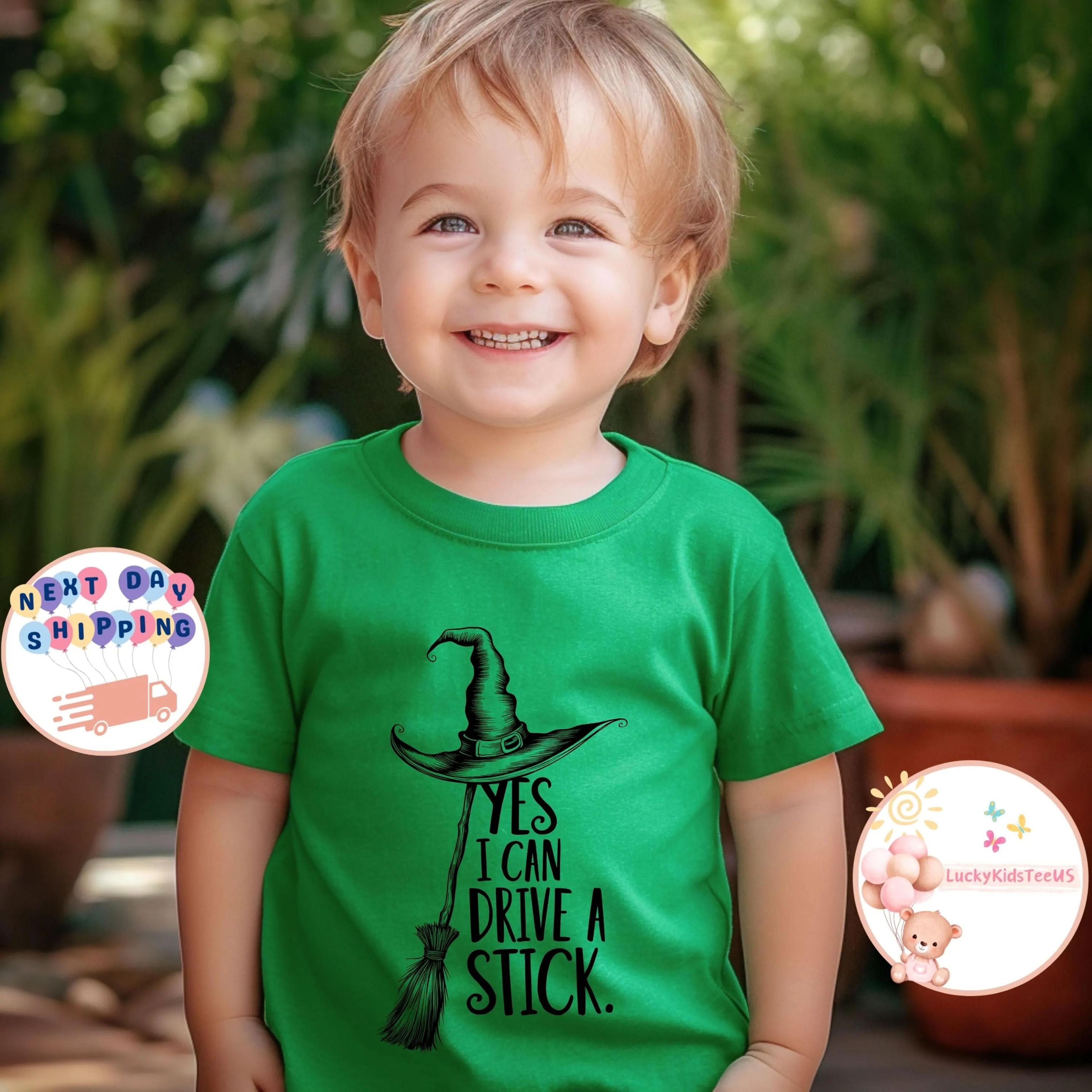 yes i can drive a stick kids halloween shirt funny witch toddler tee spooky season gift cute halloween outfit