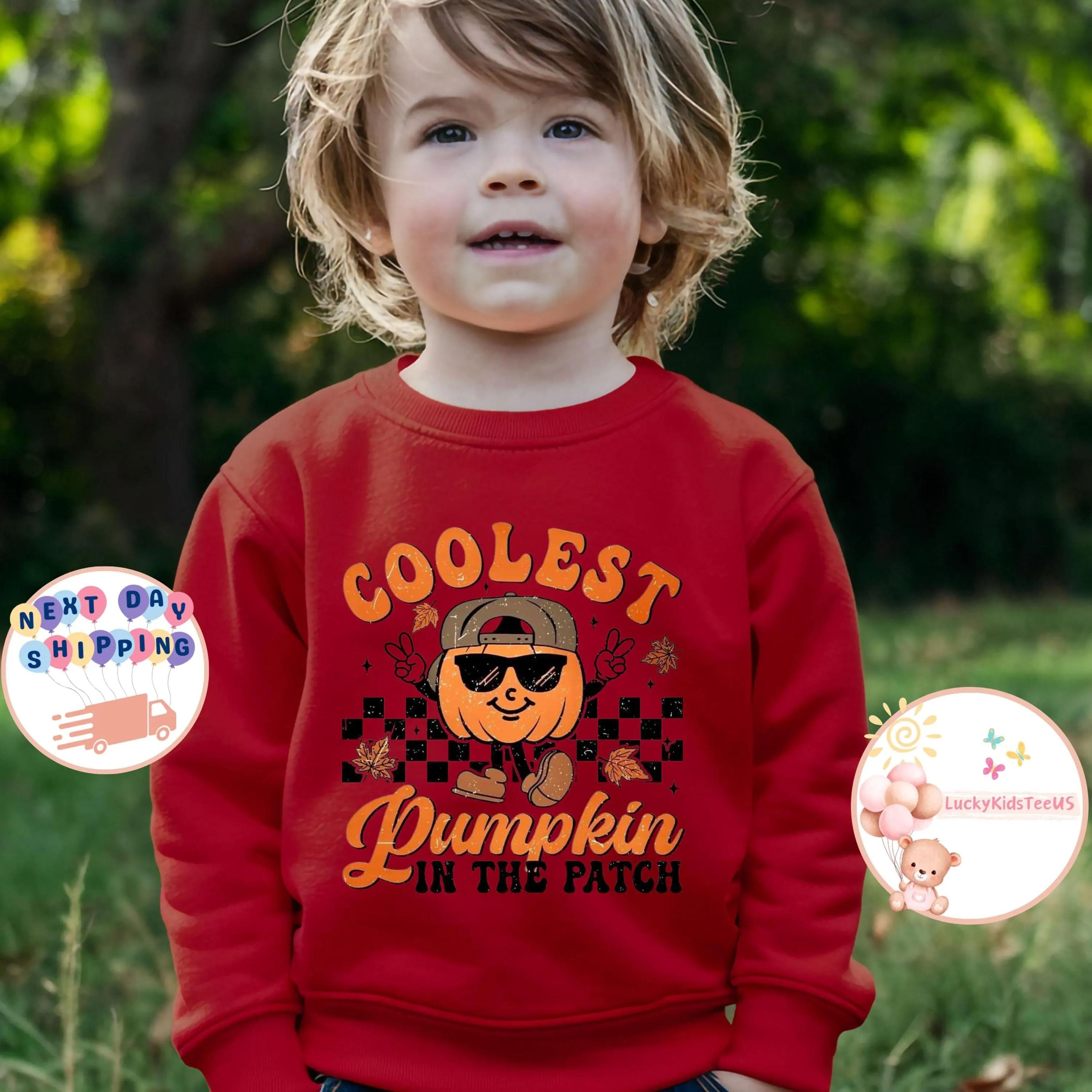 coolest pumpkin in the patch toddler sweatshirt cute halloween kids sweatshirt fall pumpkin shirt autumn outfit gift