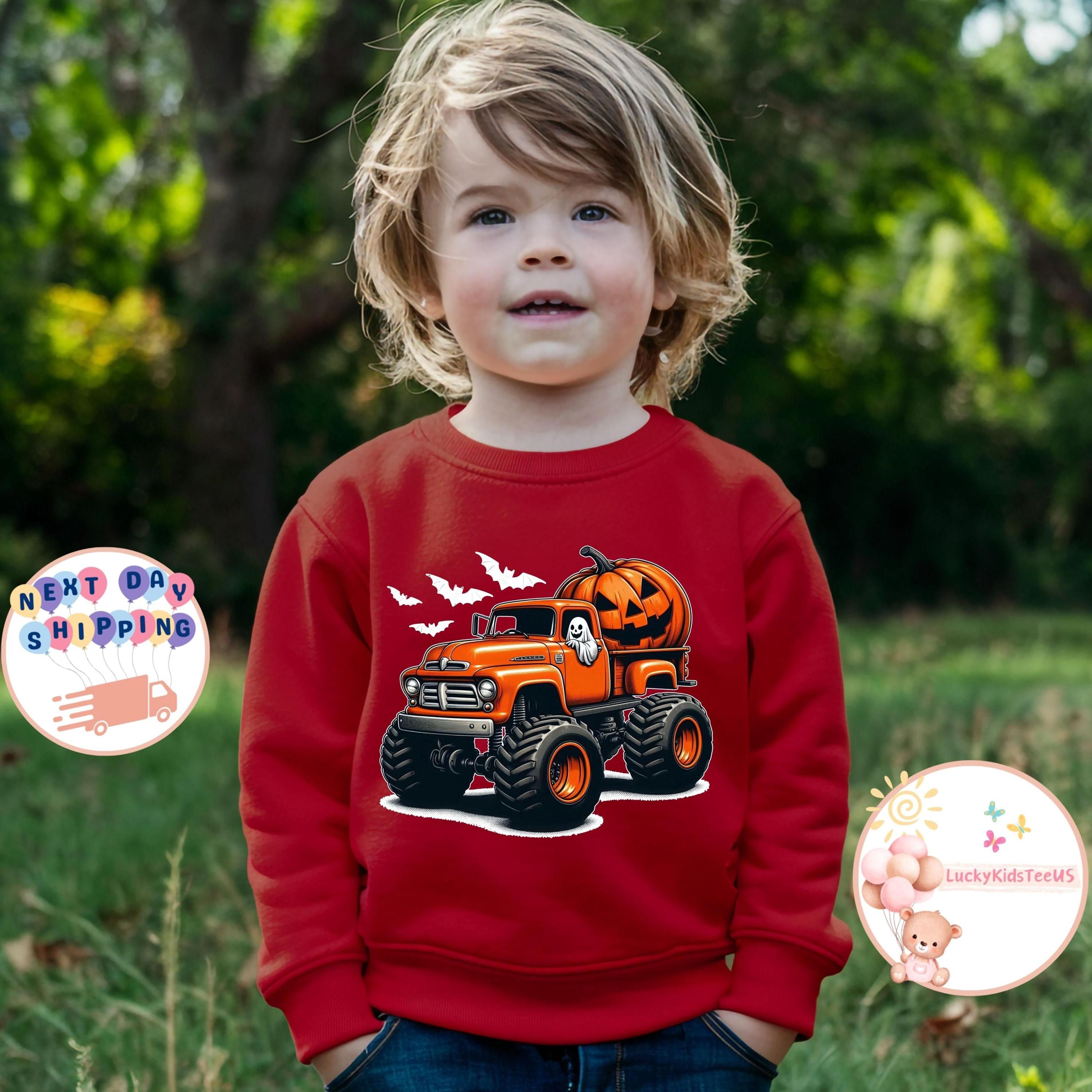 halloween monster truck kids sweatshirt pumpkin truck toddler halloween shirt spooky season monster truck fall outfit