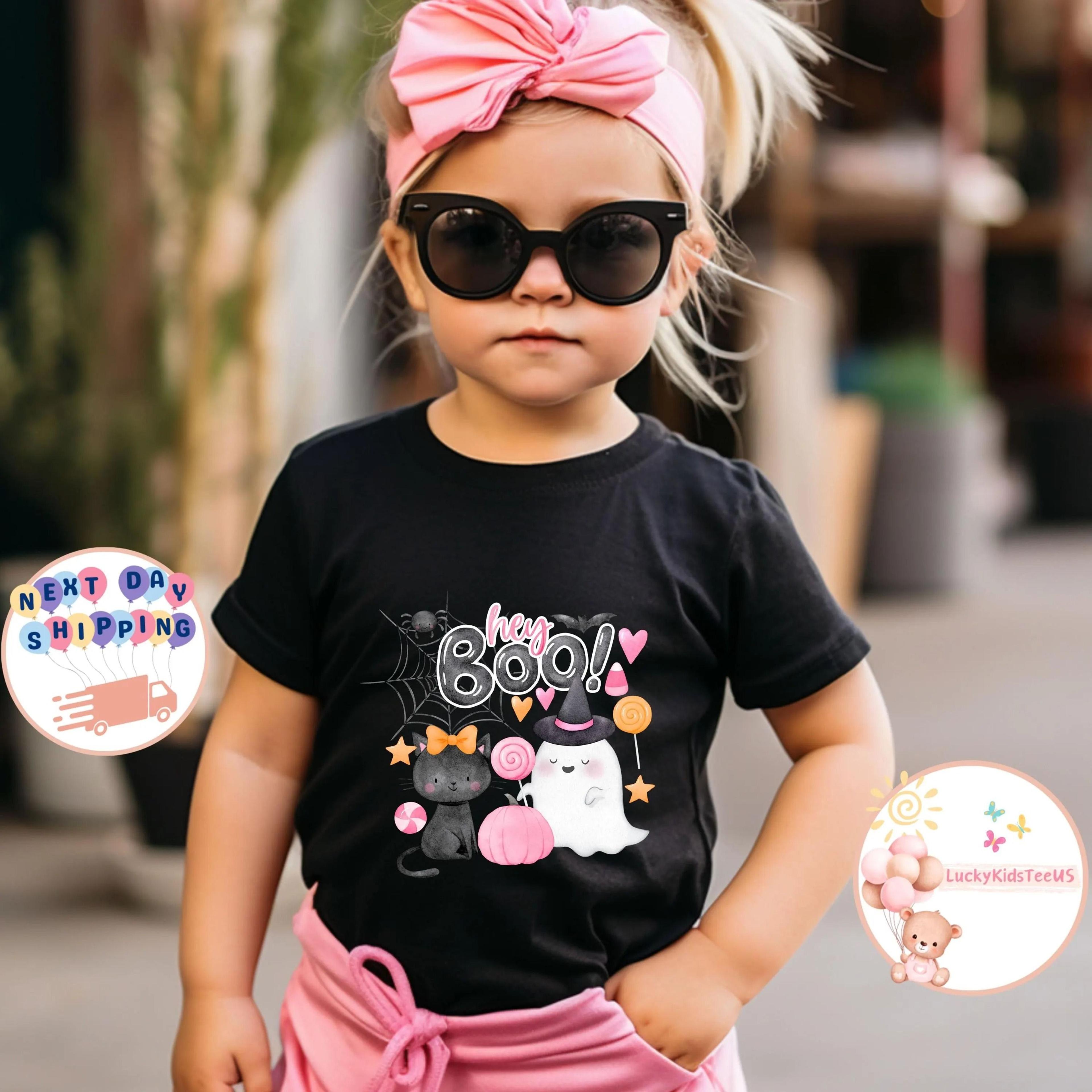 hey boo shirt kids halloween ghost sweatshirt girls halloween spooky season black cat shirt toddler ghost cute halloween