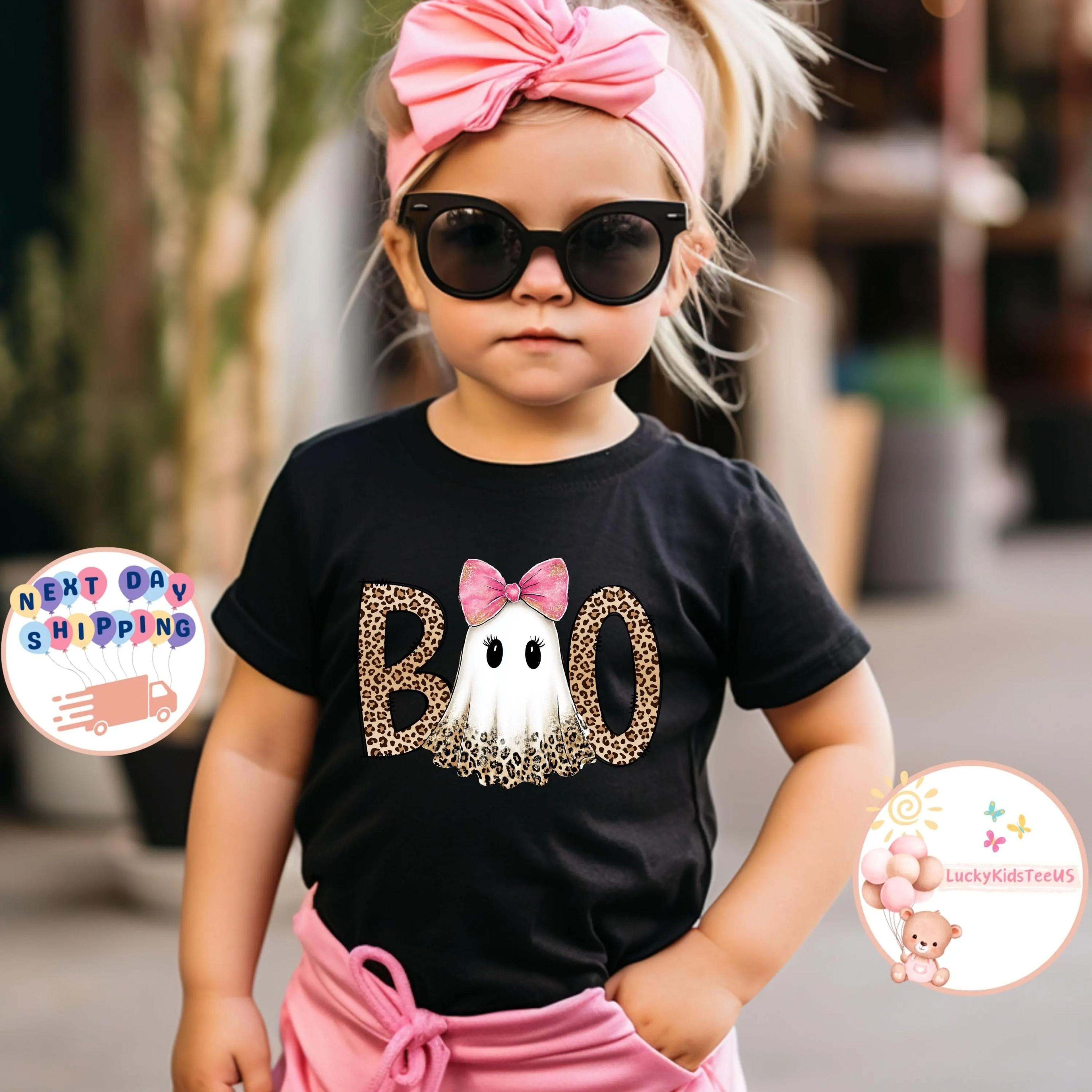 boo ghost girl halloween shirt cute toddler halloween tee leopard print ghost shirt girls spooky season outfit