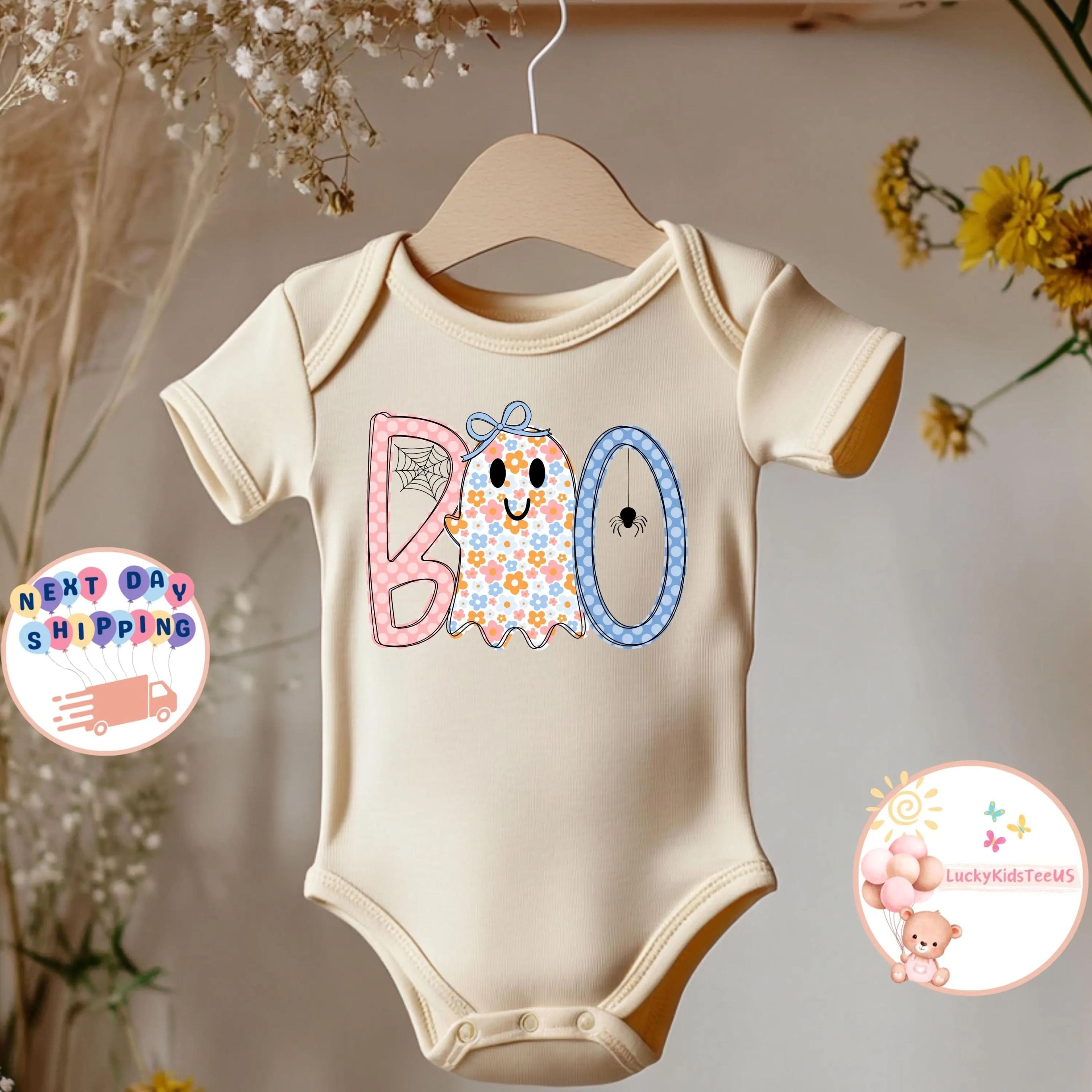 floral ghost baby bodysuit cute halloween baby outfit boho spooky season infant girl fall baby shower gift
