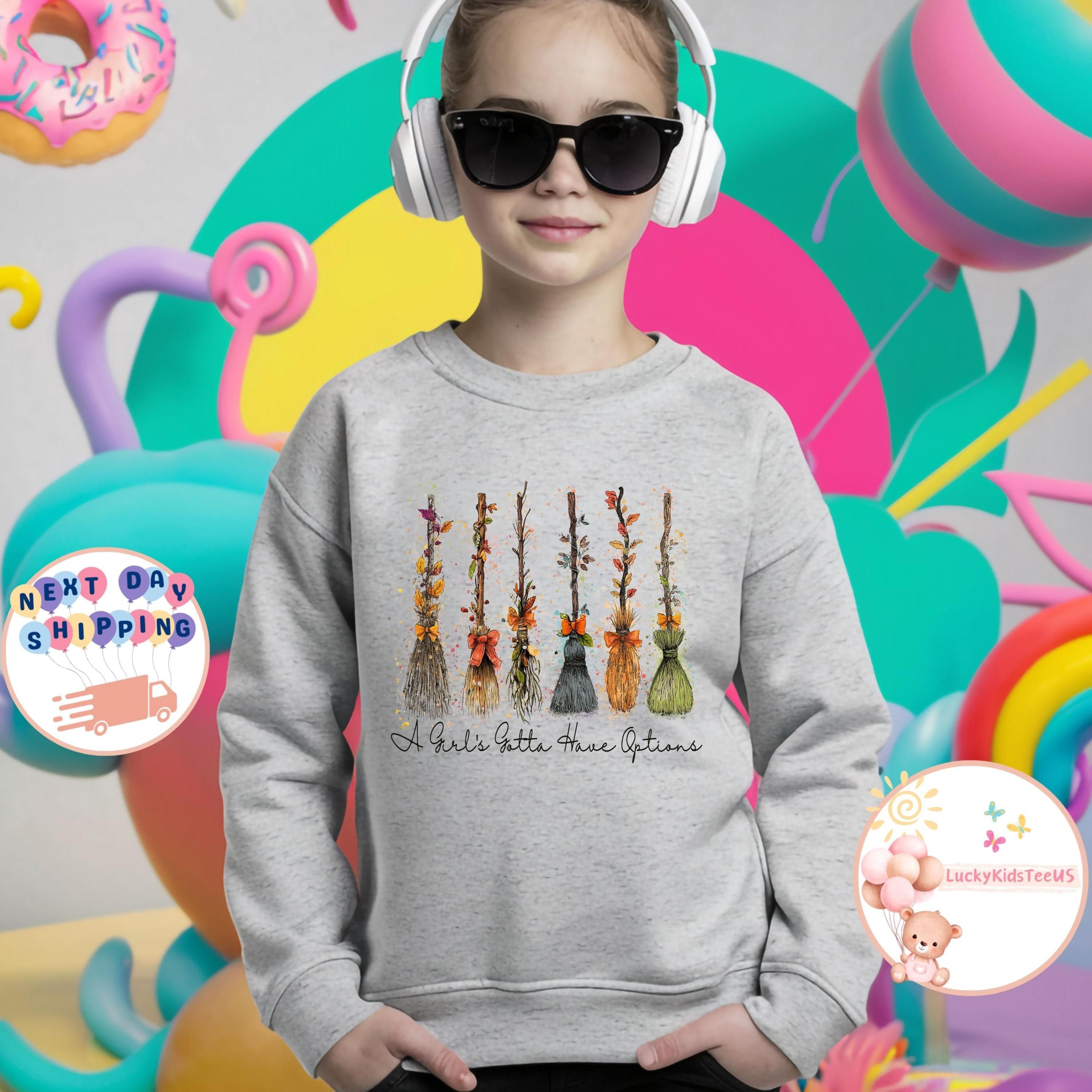 witch broom shirt girls halloween tee a girls gotta have options kids spooky season shirt cute fall outfit