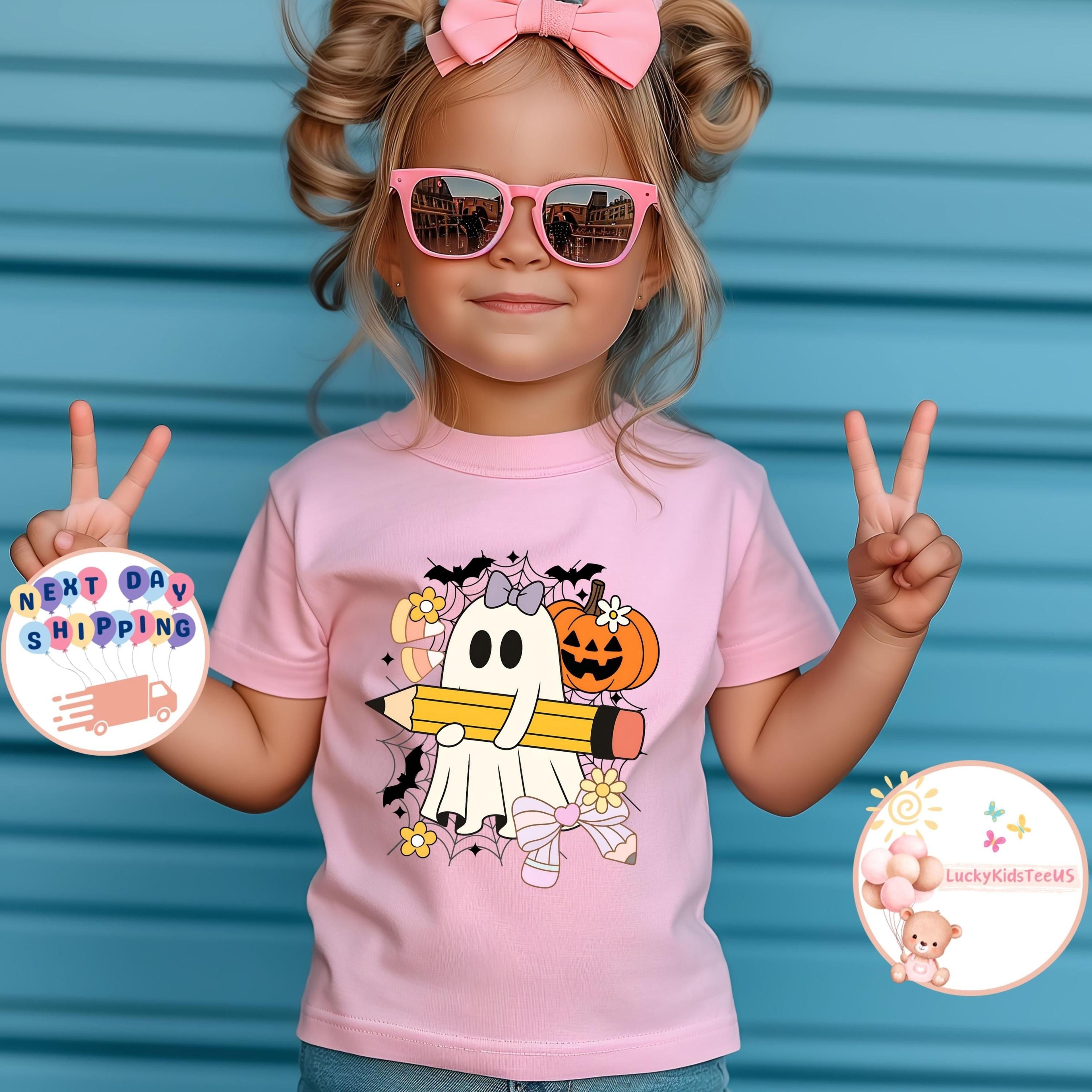 cute ghost back to school bodysuit, baby girl halloween outfit, spooky school ghost onesie, pumpkin pencil baby shower