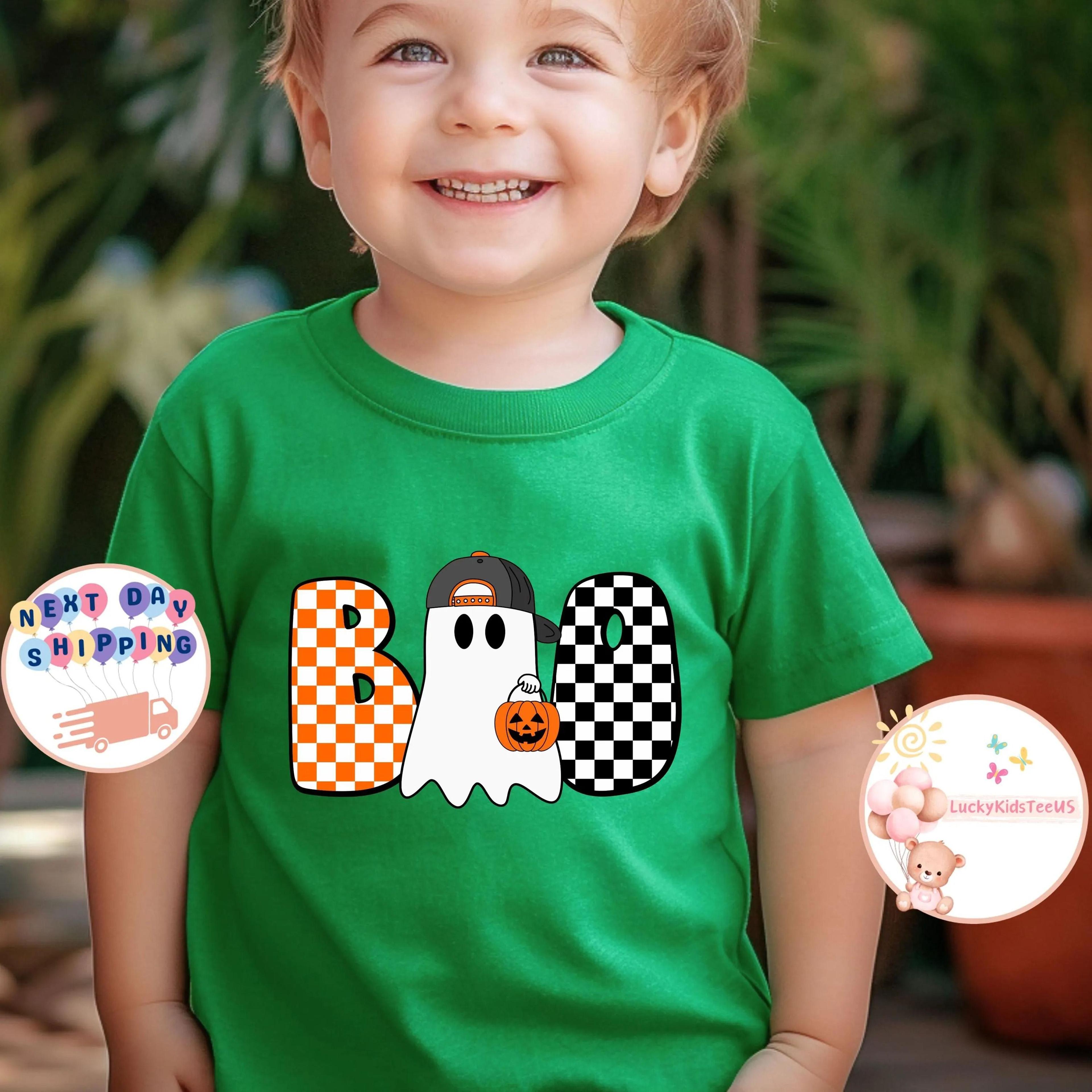 boo ghost halloween shirt for boys, toddler halloween tee, cute ghost pumpkin shirt, kids spooky season outfit, fall hal