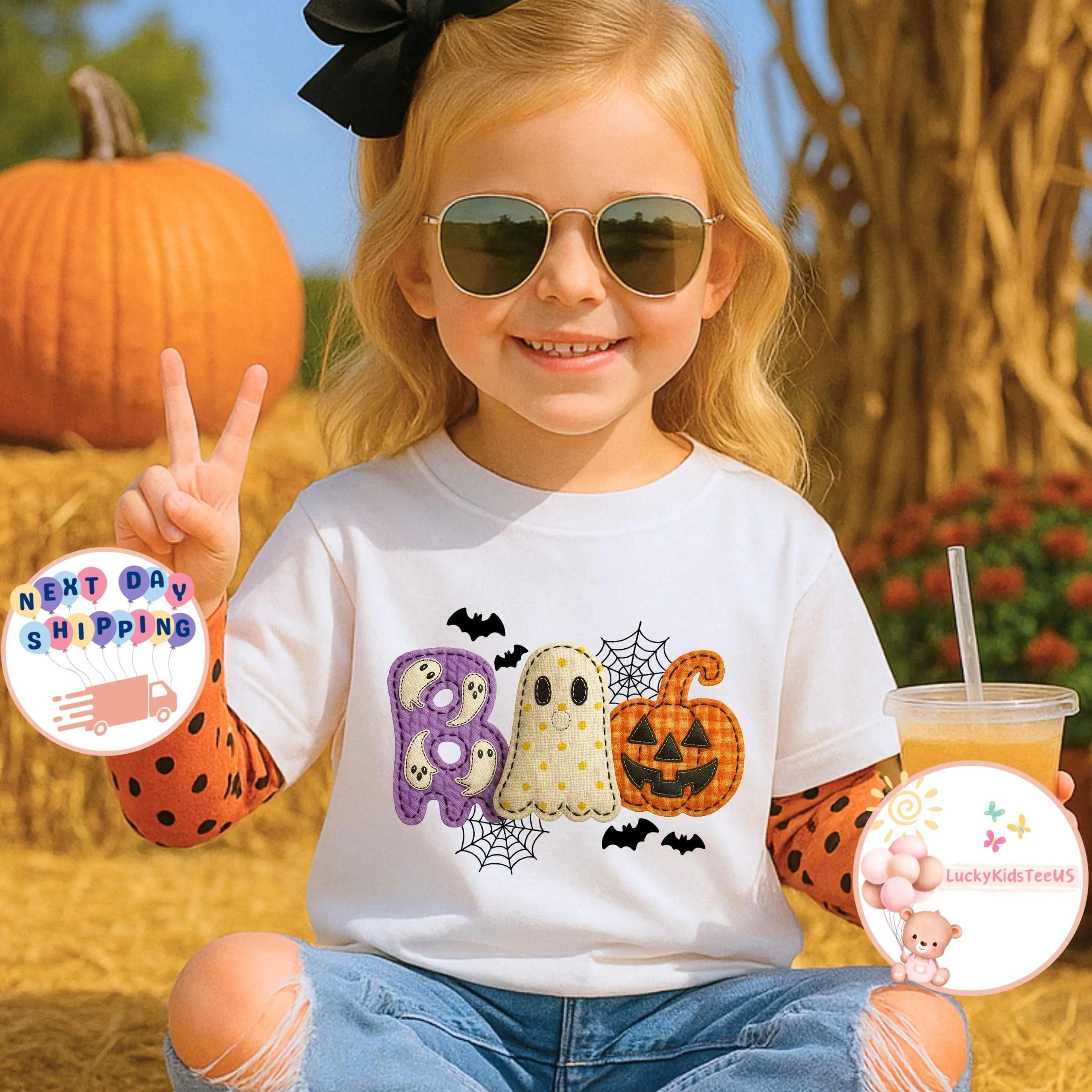 boo halloween shirt for girls, cute ghost pumpkin tee, toddler halloween outfit, spooky season kids shirt, fall pumpkin