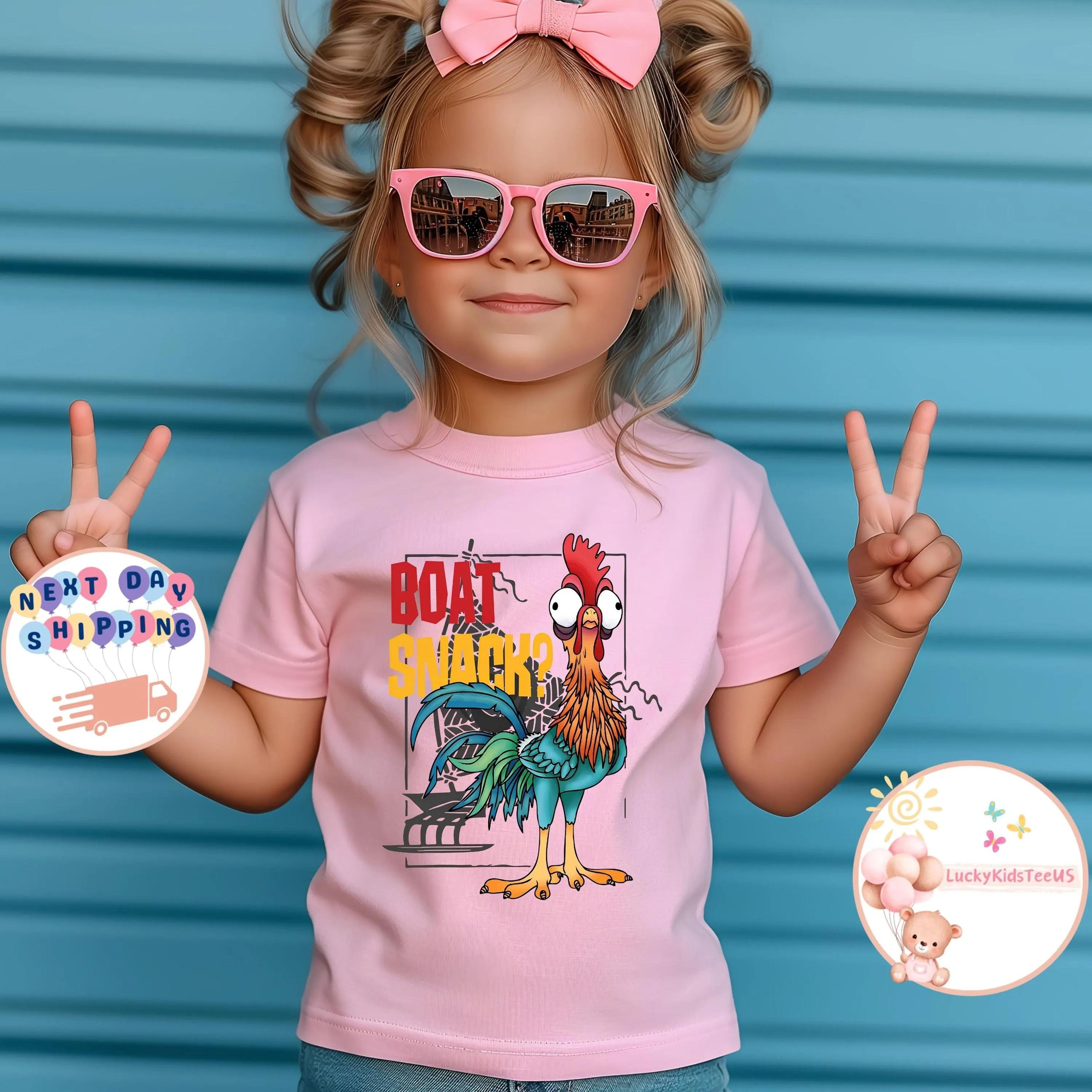 funny boat snack chicken shirt for kids, tropical rooster toddler tee, cute farm animal shirt, island vacation kids gift