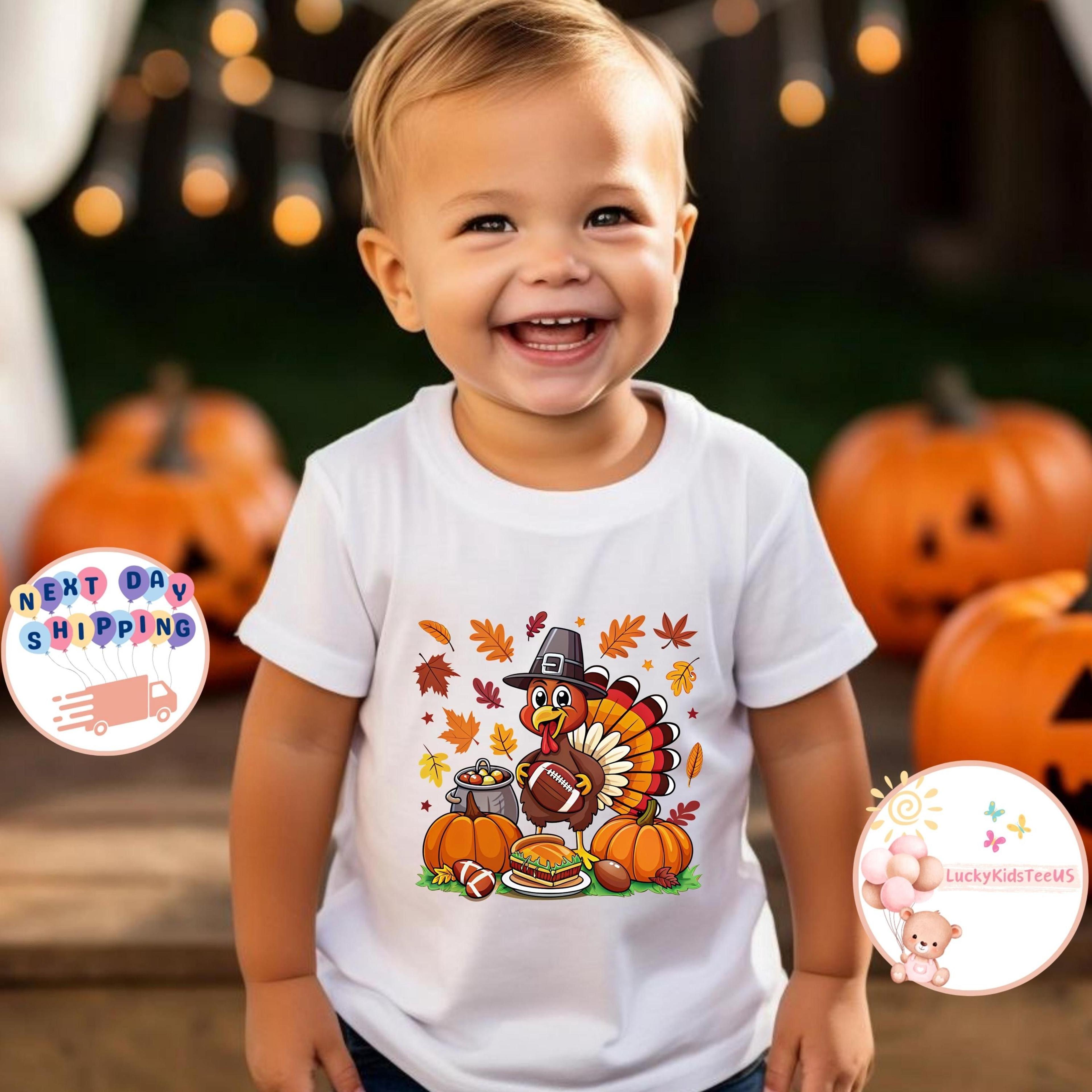 cute thanksgiving turkey baby bodysuit, turkey football baby shirt, fall baby outfit, toddler thanksgiving tee, pumpkin
