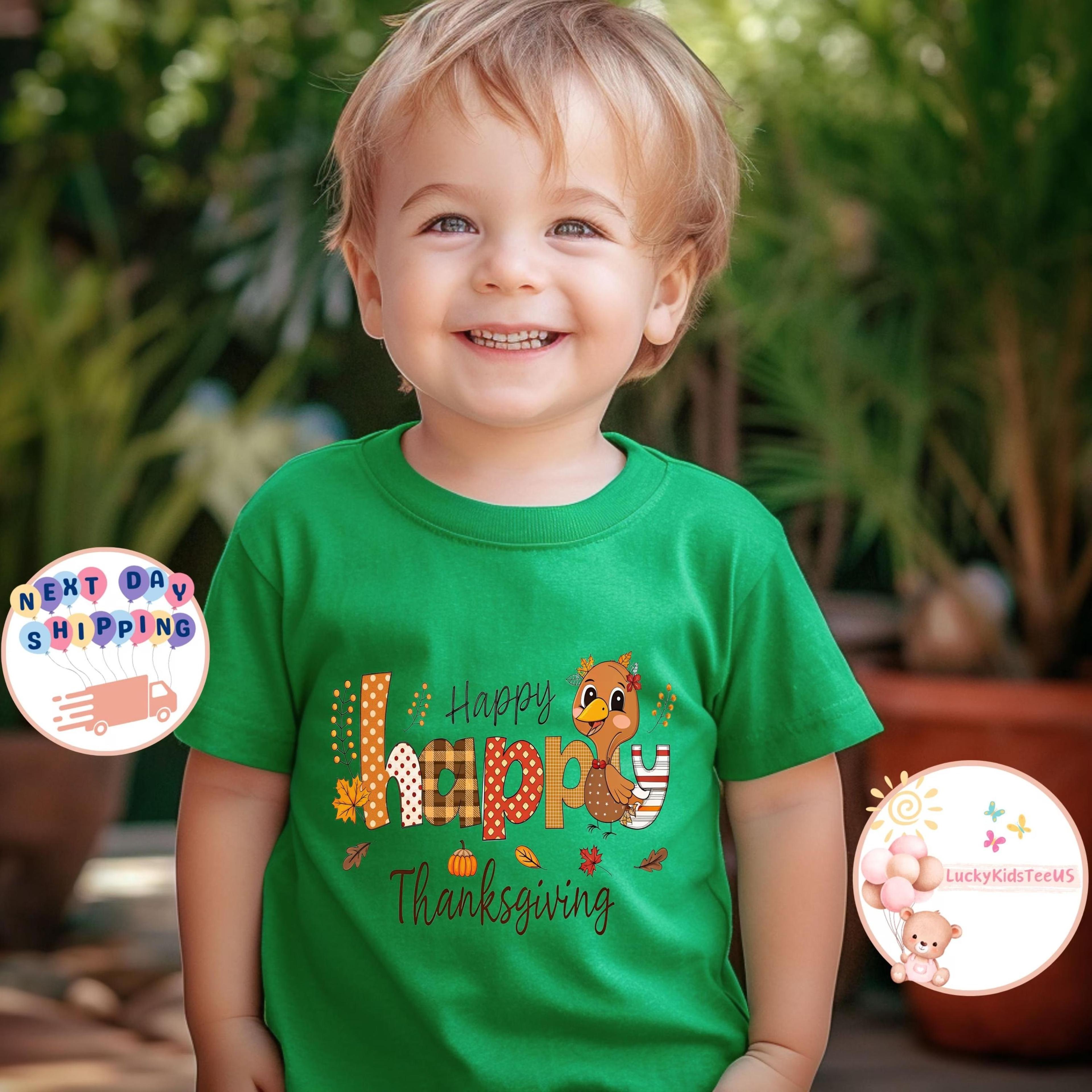 happy thanksgiving kids sweatshirt, cute turkey thanksgiving shirt, fall toddler pullover, thanksgiving outfit for girls