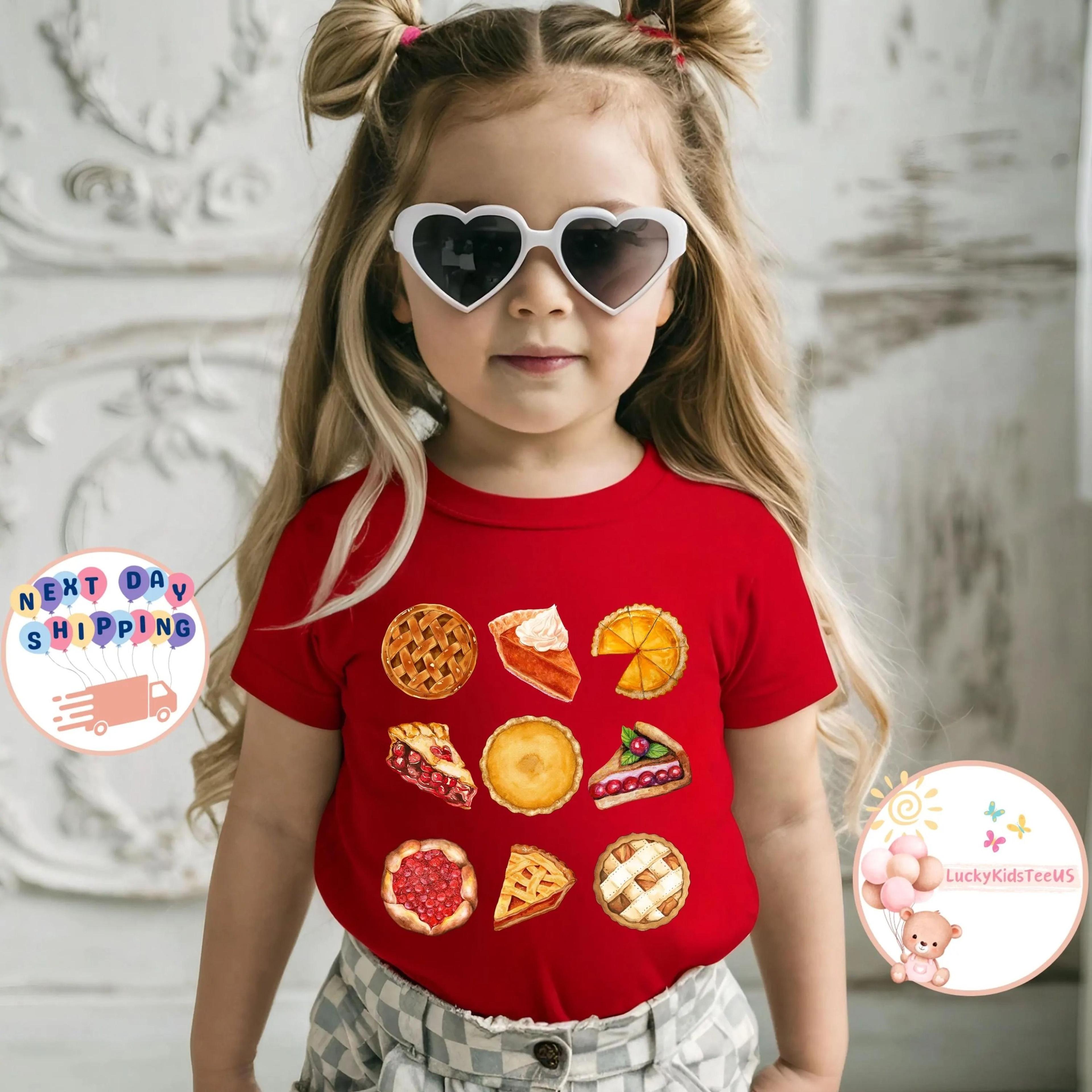 thanksgiving pie kids t shirt, cute fall dessert tee, pumpkin pie toddler shirt, thanksgiving food outfit, autumn baking