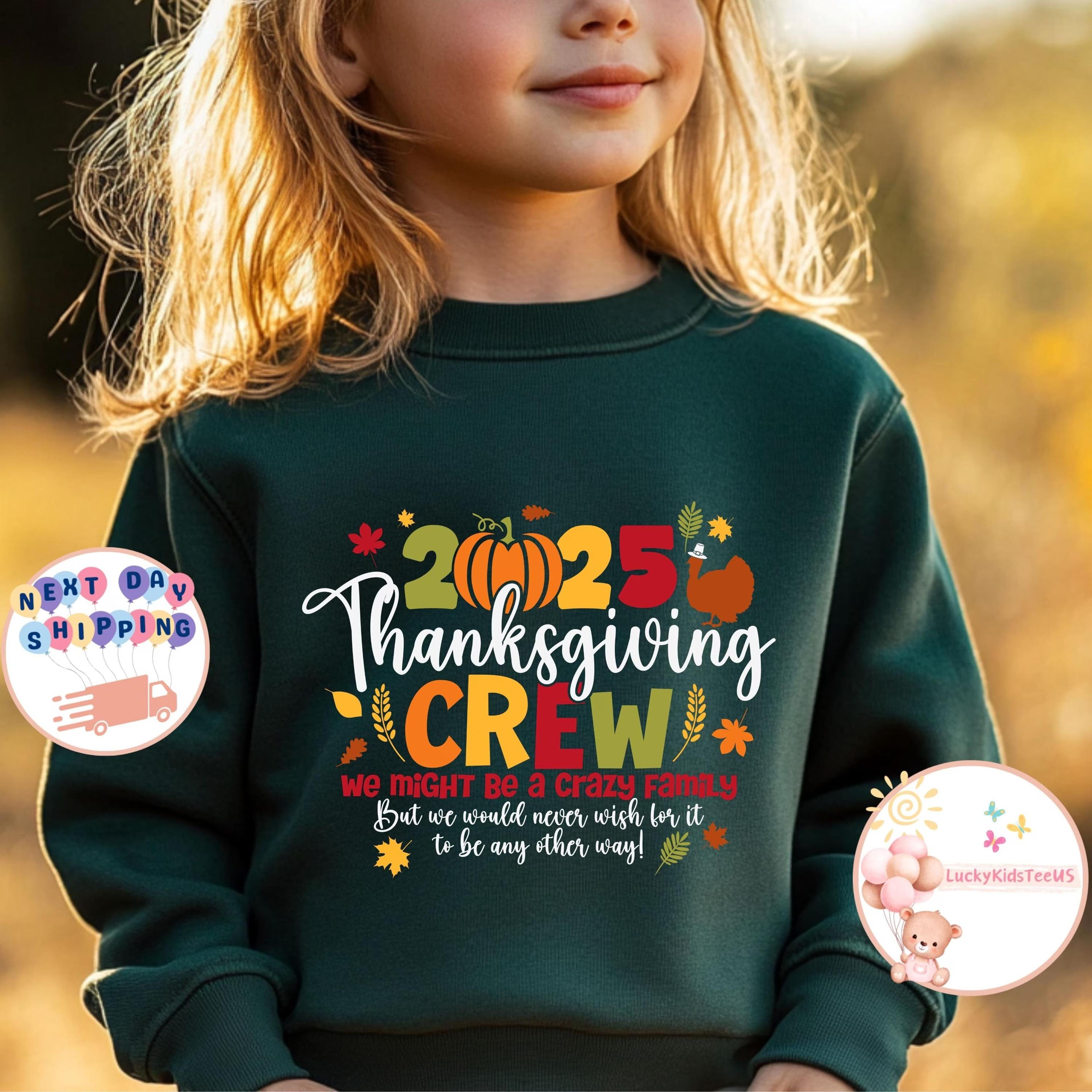 2025 thanksgiving crew shirt for kids, funny family thanksgiving tee, matching family fall shirt, toddler thanksgiving
