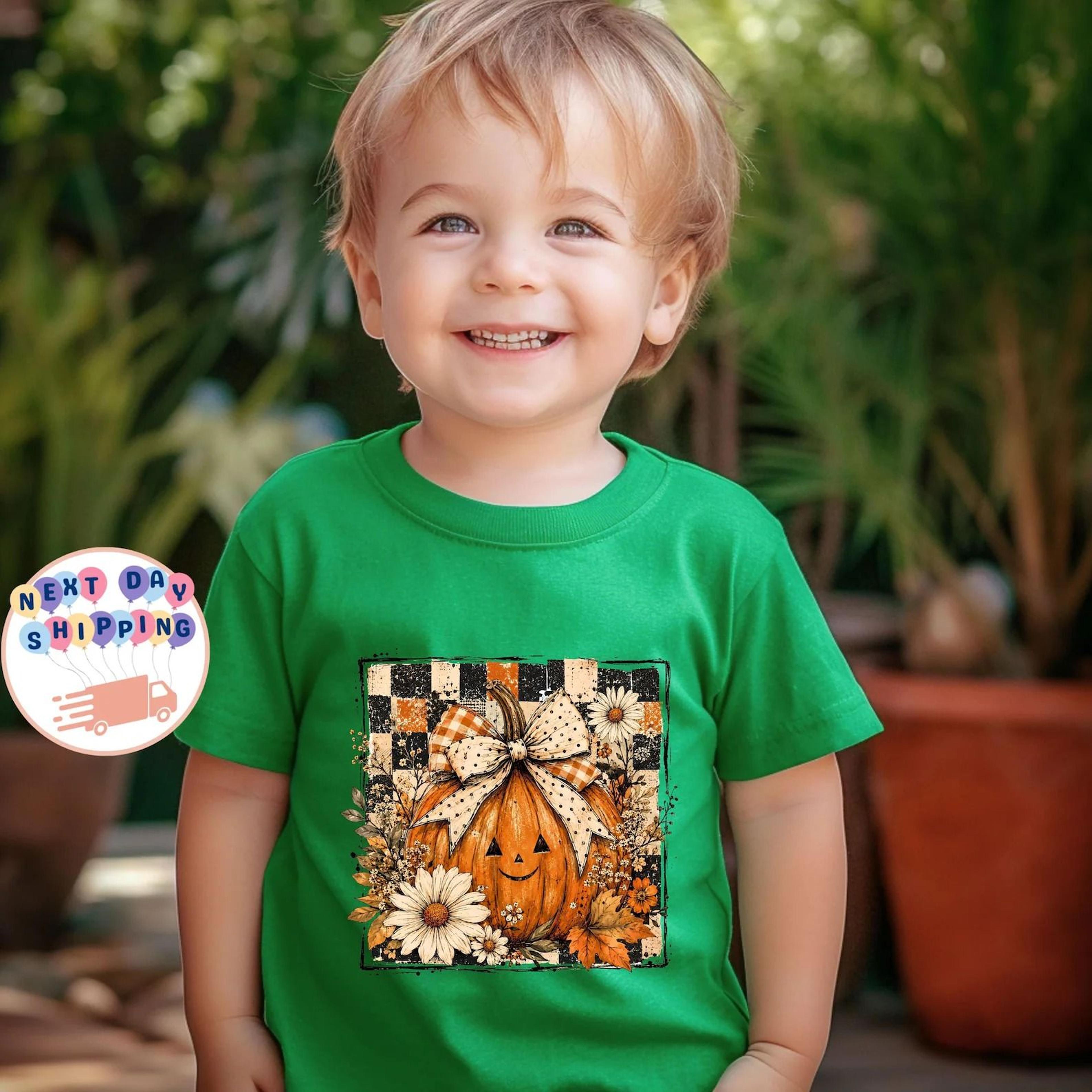 cute halloween toddler t-shirt, coquette pumpkin toddler tee, fall pumpkin kids t-shirt, thanksgiving toddler shirt, pum