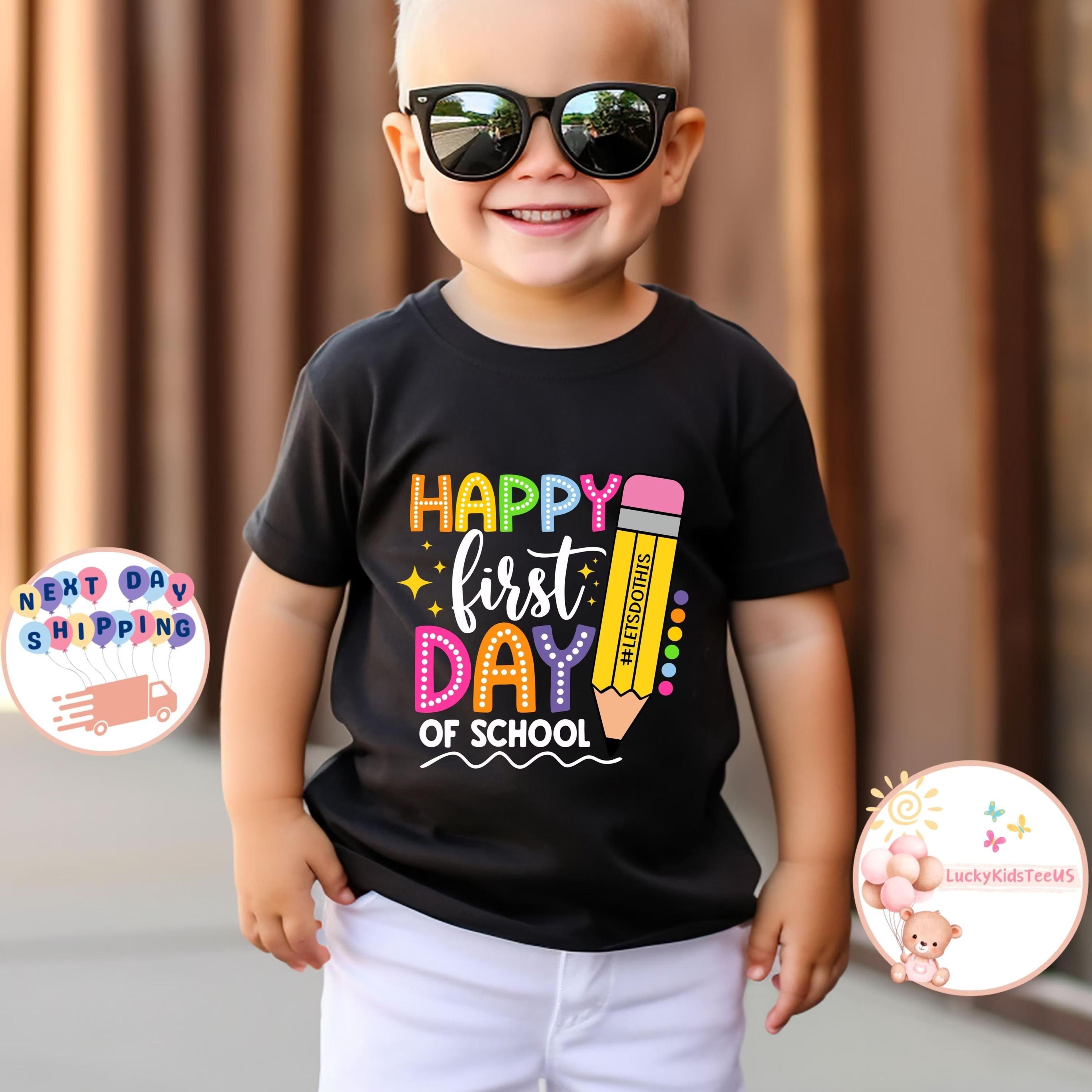 happy first day of school toddler t-shirt, back to school toddler tee, preschool first day shirt, kindergarten toddler