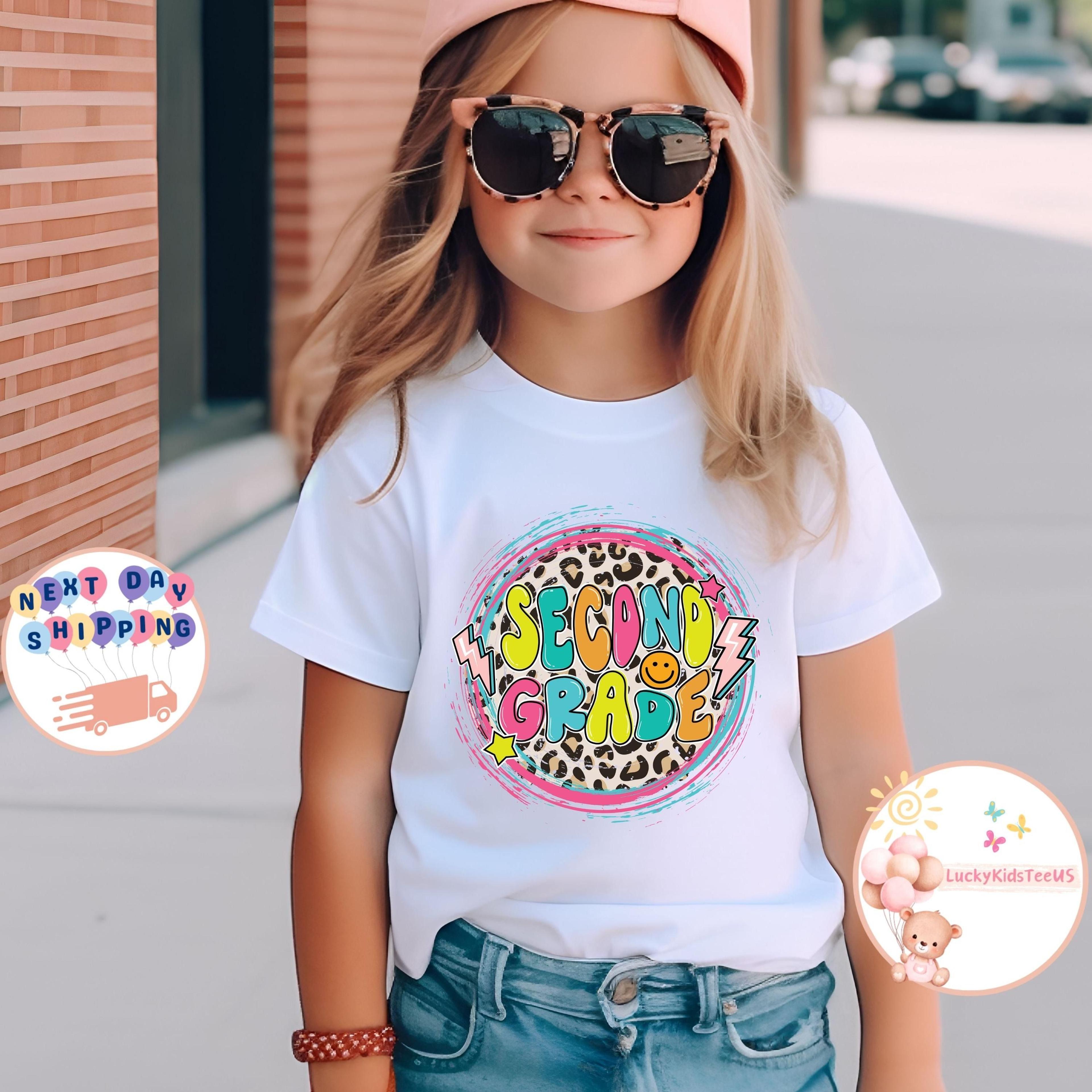 second grade kids t-shirt, back to school tee, 2nd grade shirt, girls school outfit, colorful second grade kids t-shirt
