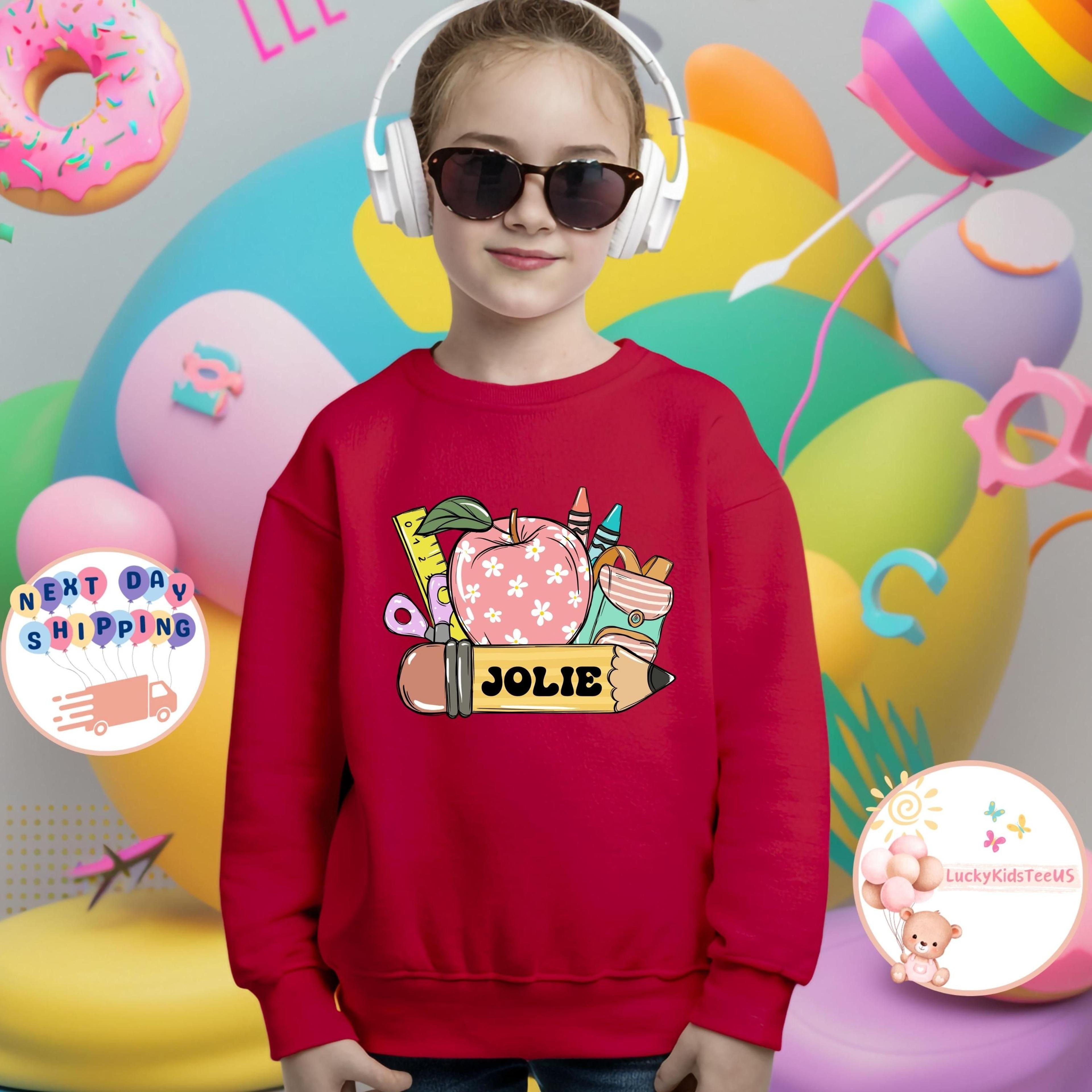 personalized back to school kids t-shirt, custom name school tee, girls back to school shirt, cute student kids t-shirt