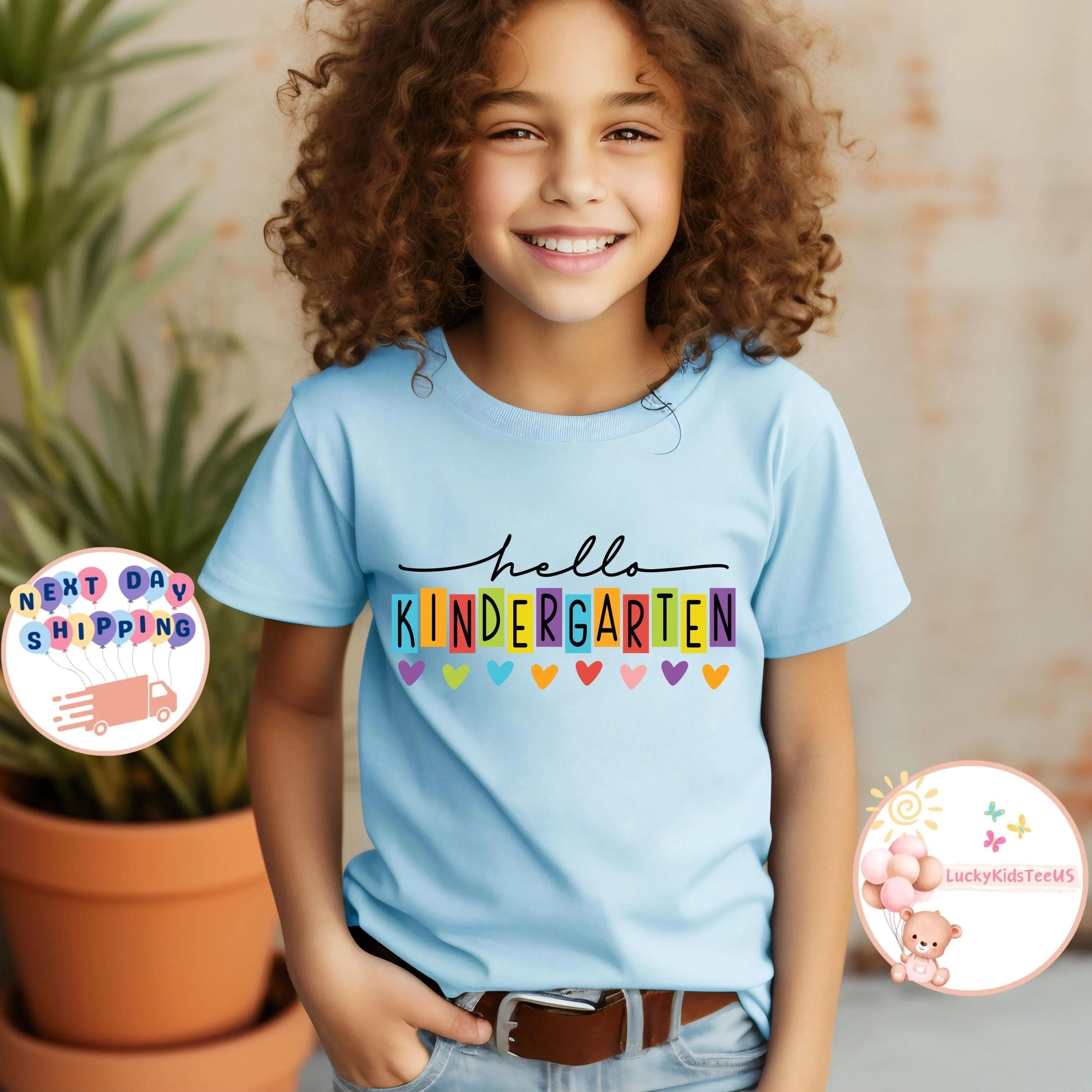 hello kindergarten kids t-shirt, first day of kindergarten tee, back to school shirt, kindergarten girl t-shirt
