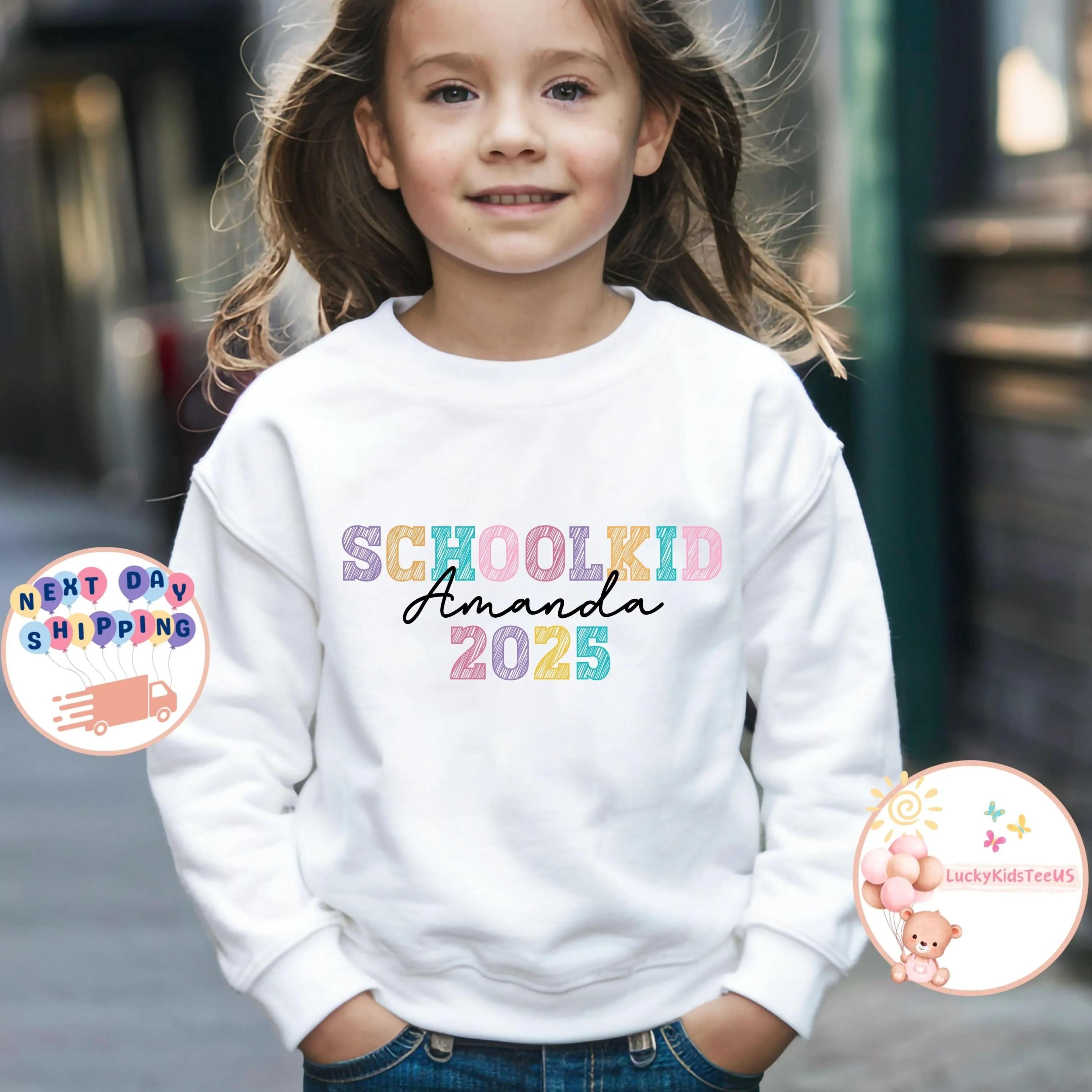 personalized school kid kids t-shirt, custom name back to school tee, first day of school shirt, school year 2025 kids