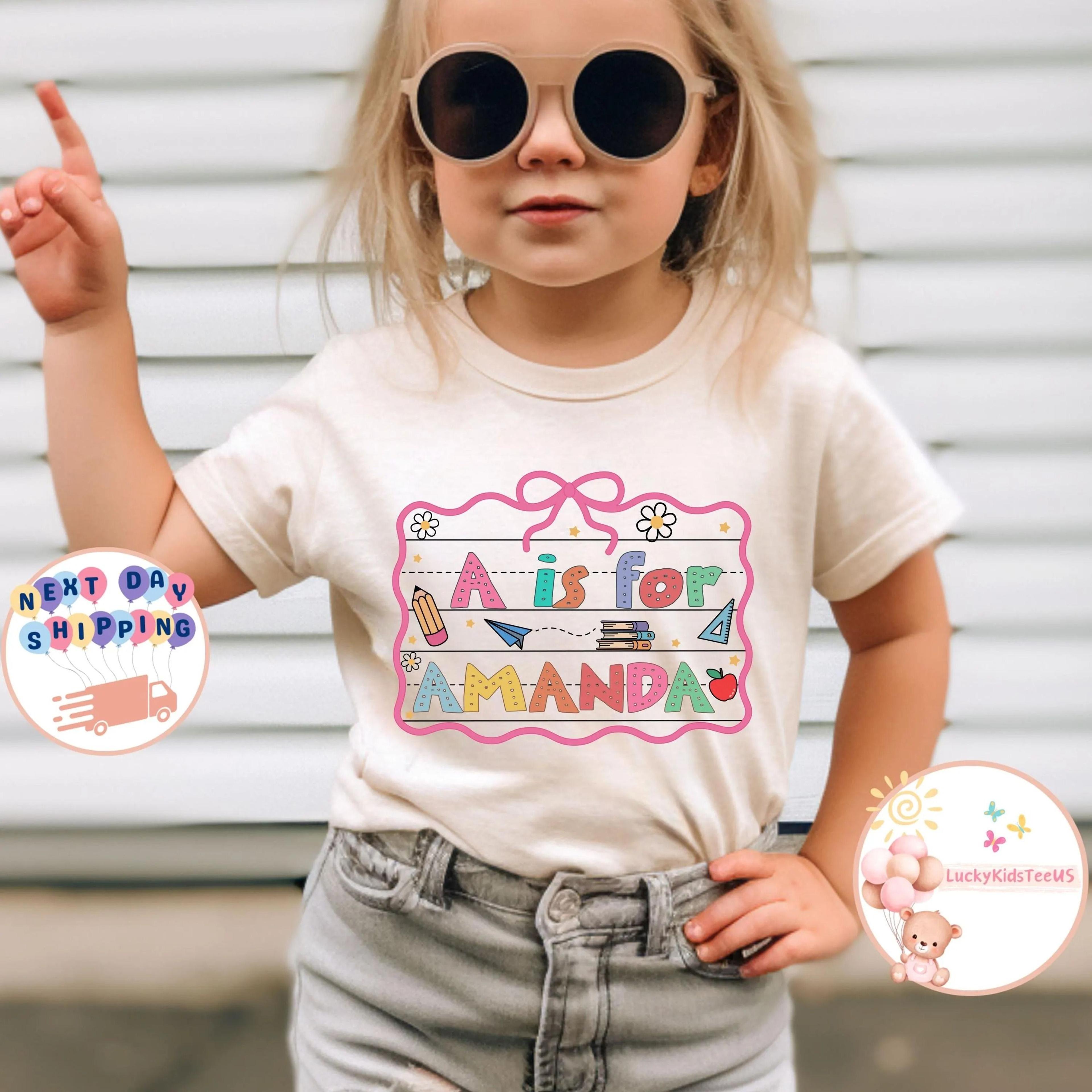 personalized first day of school shirt, custom kids school tee, back to school name shirt, first day outfit
