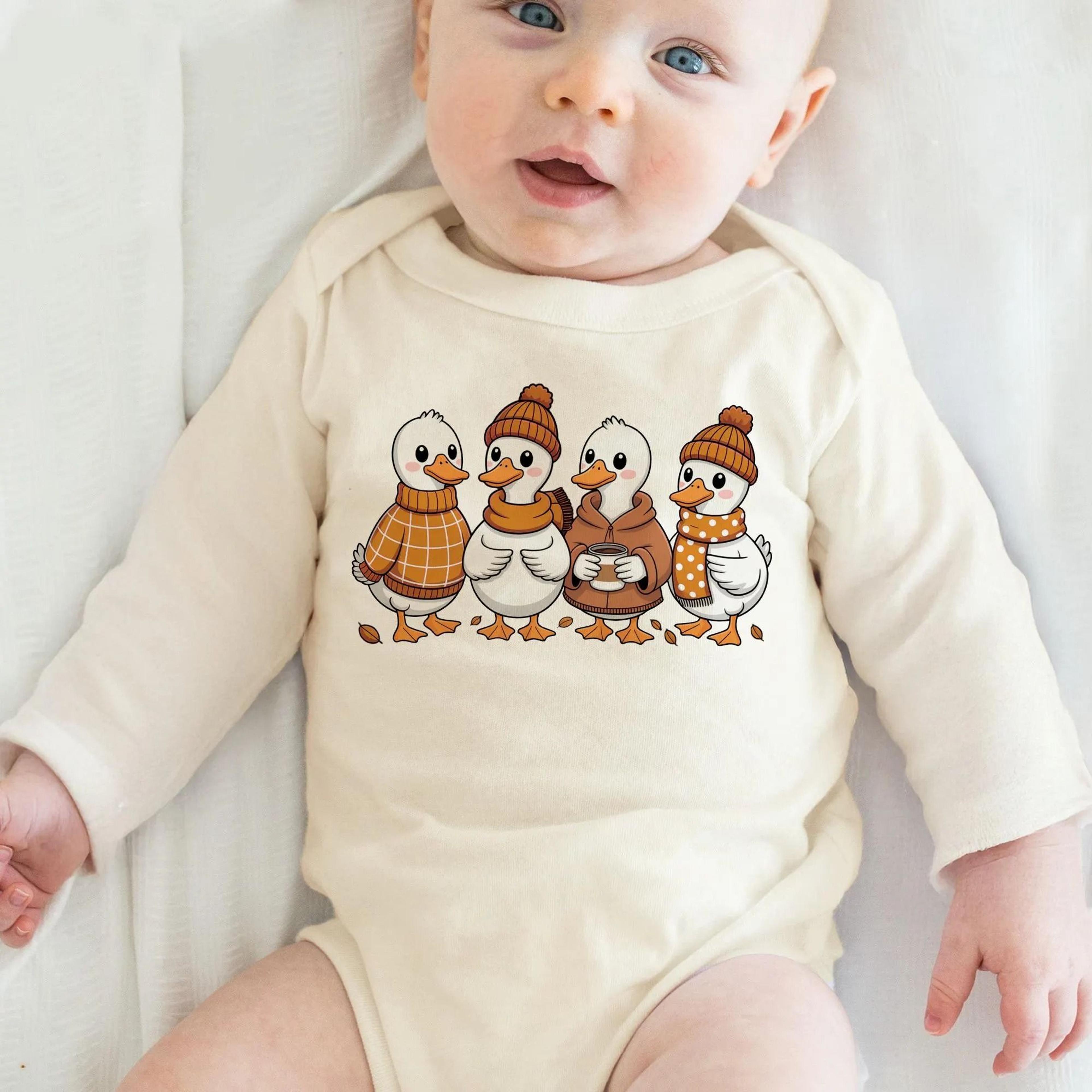 cute duck baby bodysuit, baby goose onesie, woodland baby outfit, fall baby clothes, neutral baby shower gift