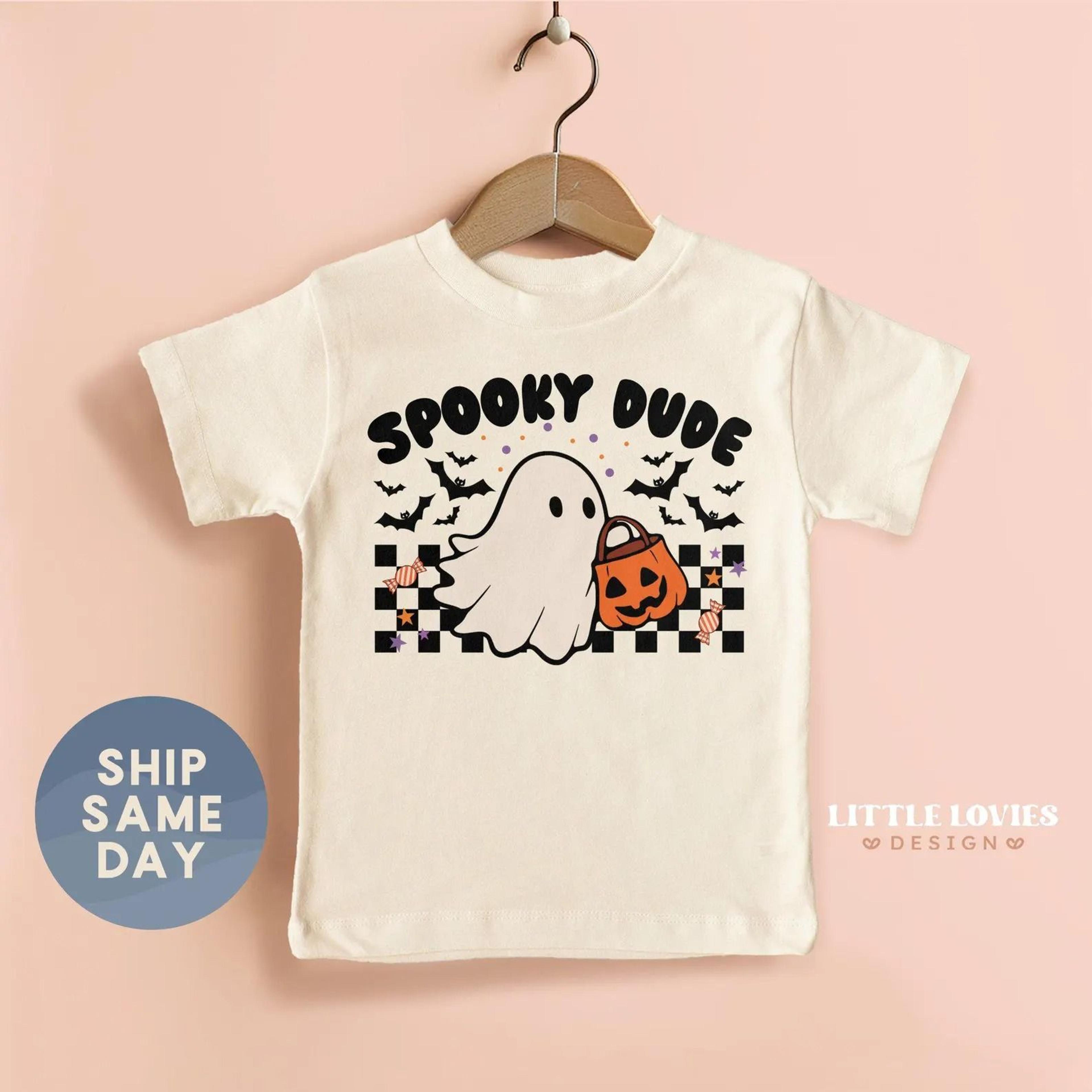 spooky dude baby bodysuit, cute ghost halloween baby outfit, first halloween baby onesie, retro halloween infant clothes