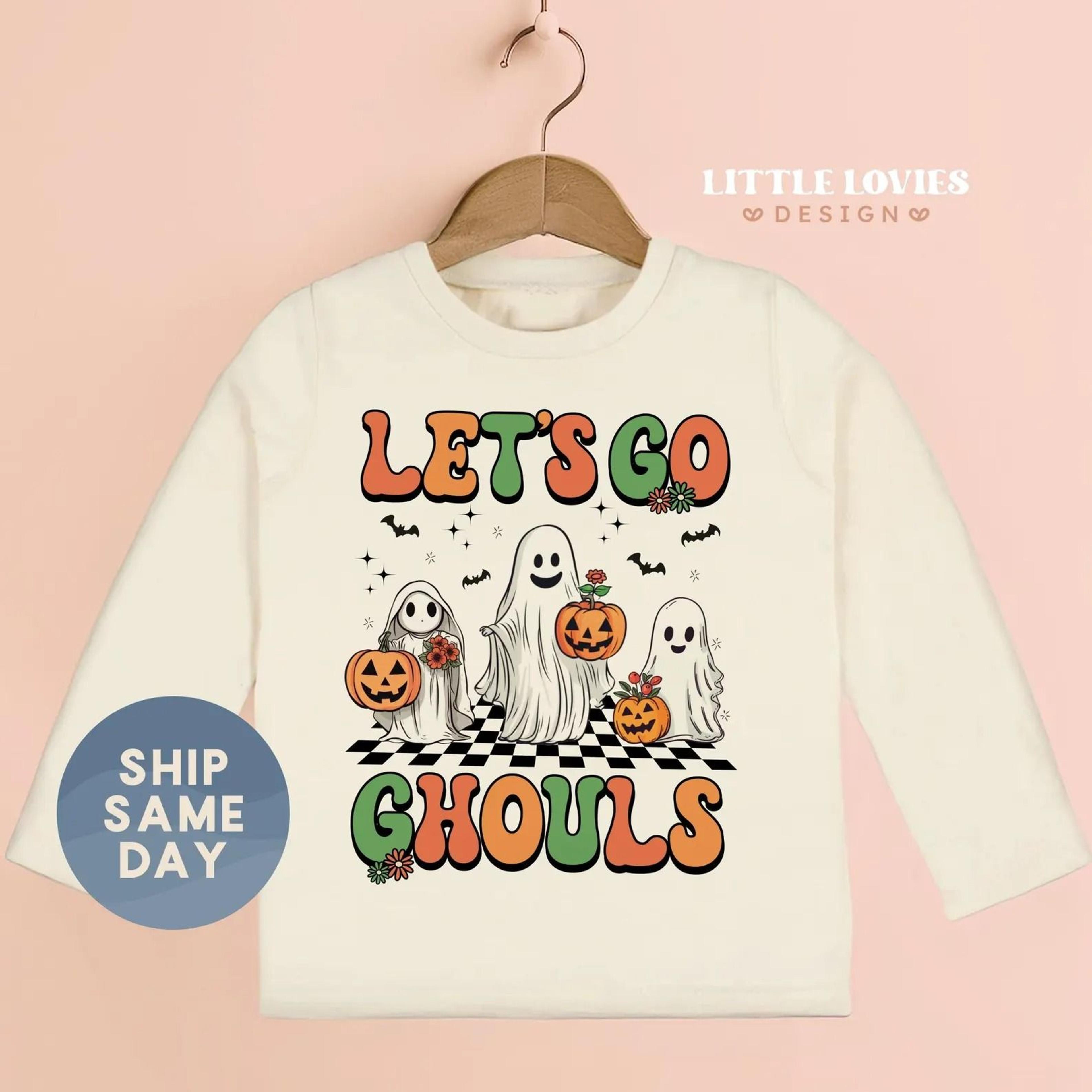 let's go ghouls halloween shirt, cute ghost kids shirt, retro halloween toddler tee, spooky season kids outfit