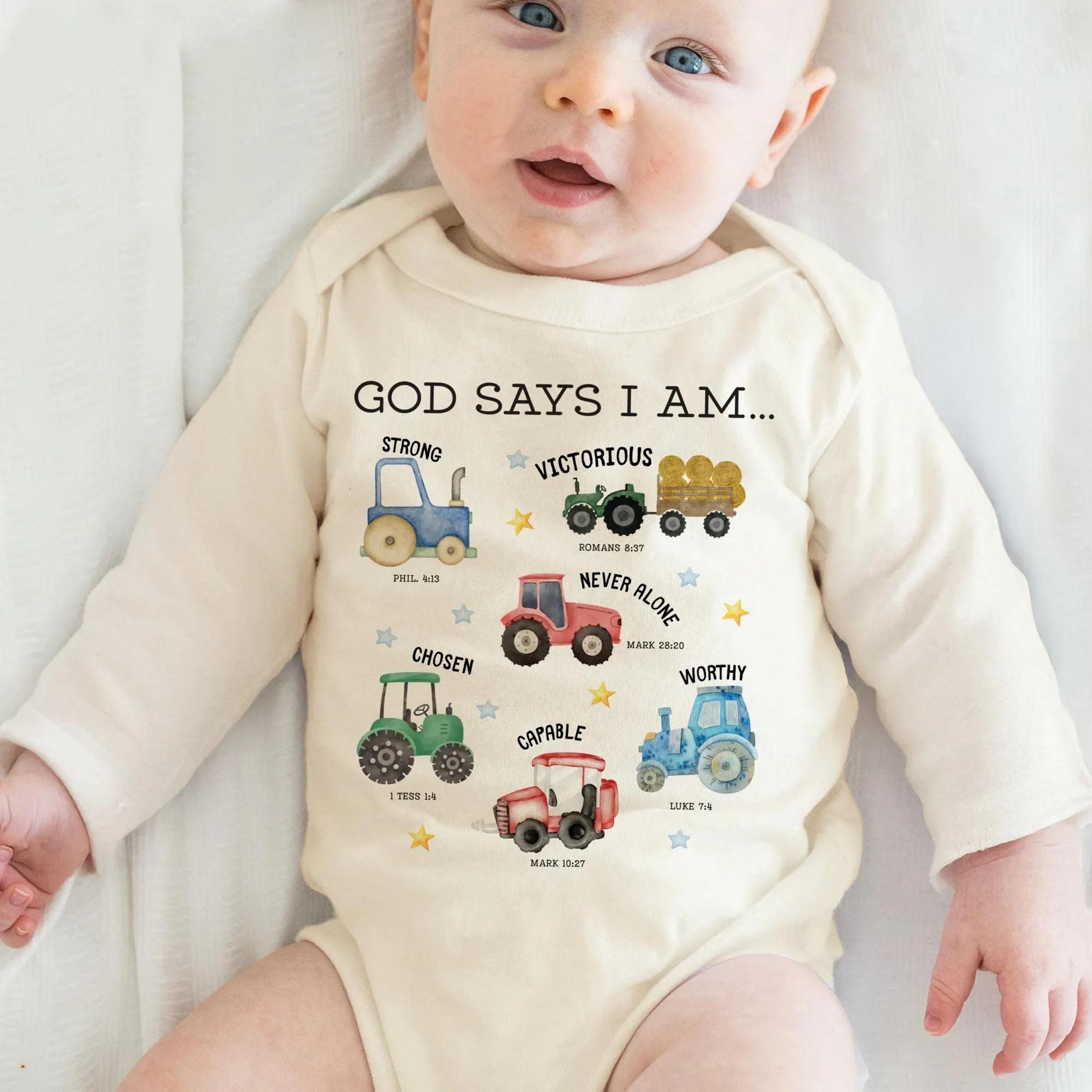 god says i am tractor shirt christian tractor farm boy shirt bible verse tee tractor toddler little farmer faith kids