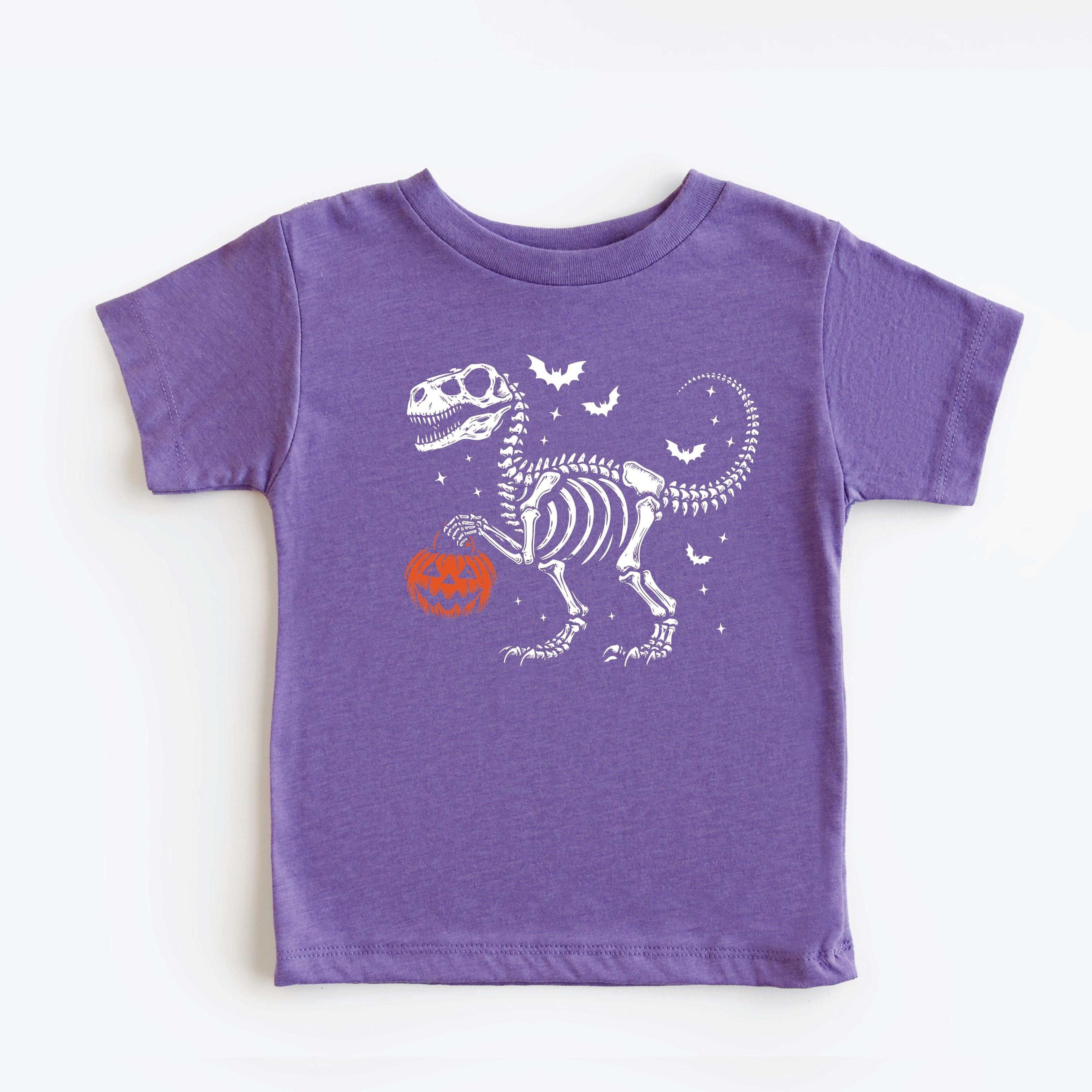 halloween dinosaur toddler shirt, dinosaur skeleton tee, spooky dino kids shirt, t rex halloween shirt, pumpkin dinosaur