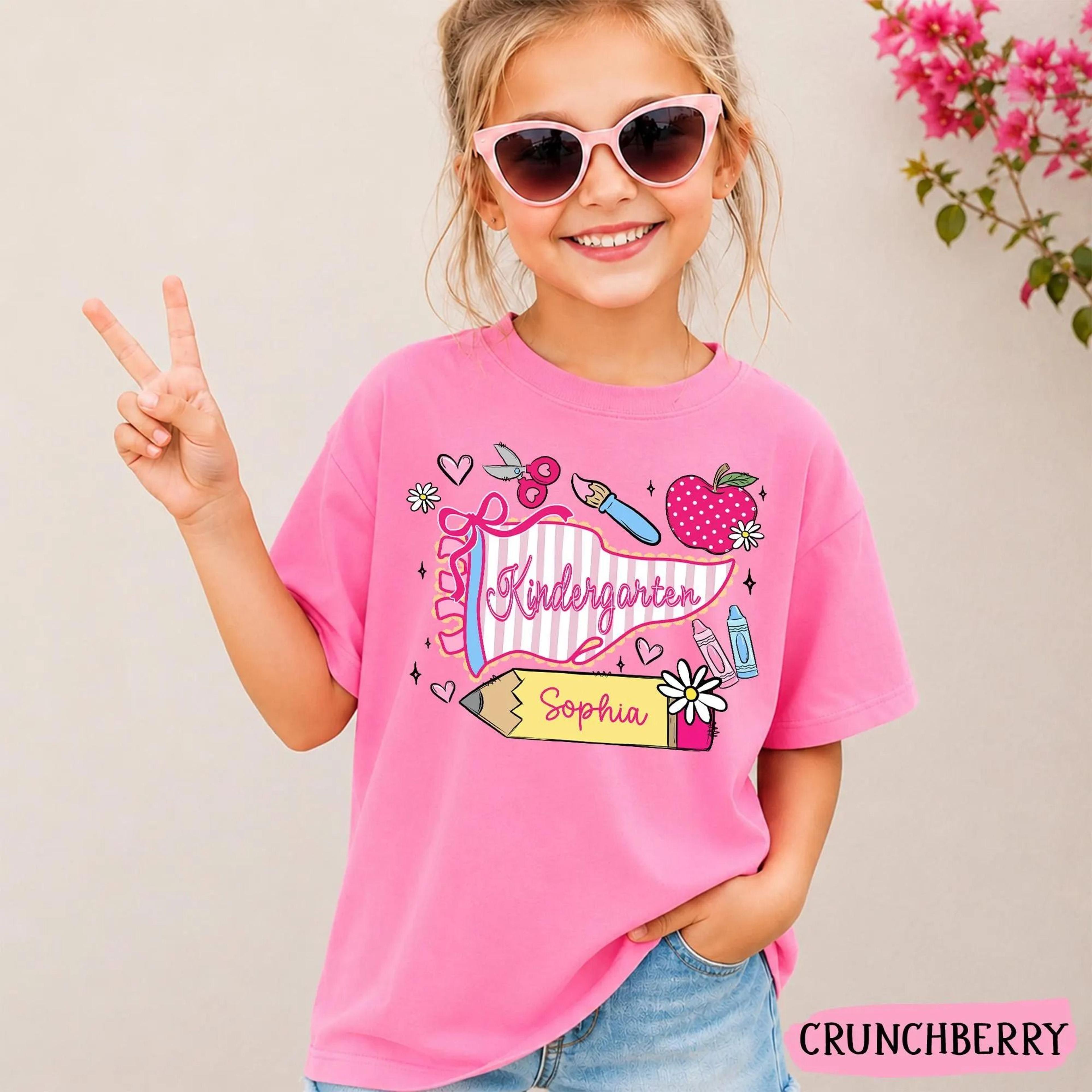 personalized kindergarten youth t-shirt, custom first day of kindergarten shirt, back to school youth tee, student name