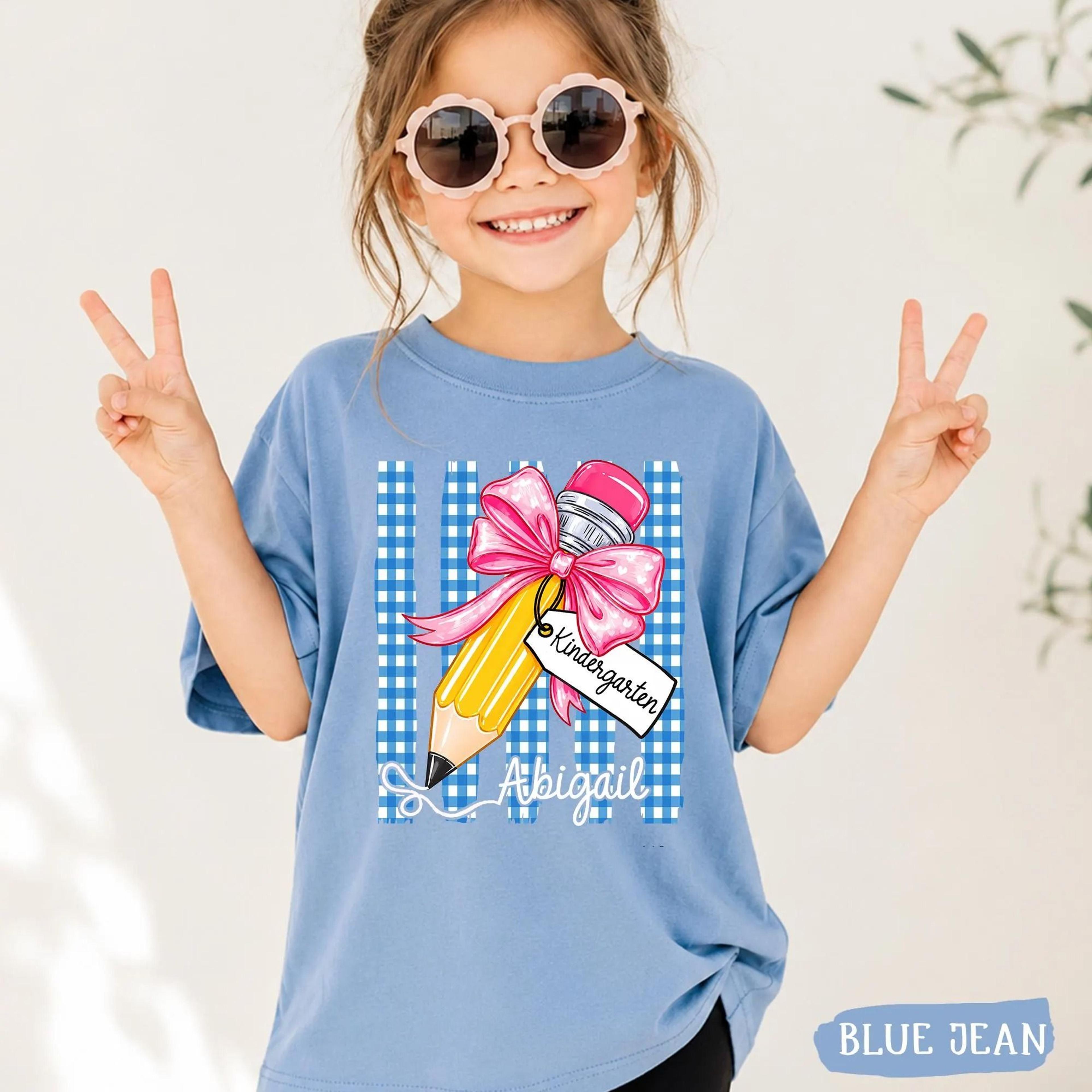 personalized kindergarten youth t-shirt, custom kindergarten name shirt, first day of school youth tee, back to school s