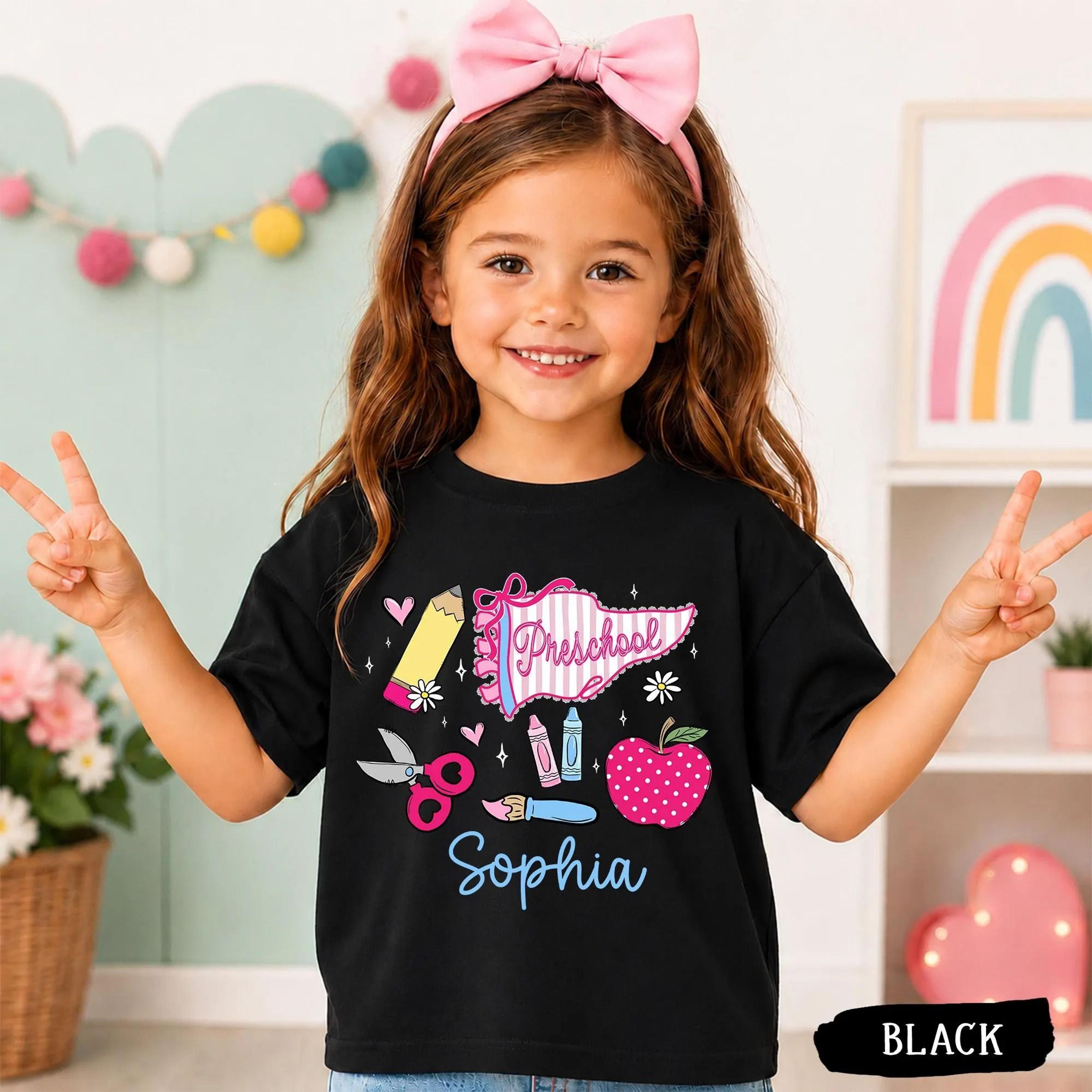 personalized preschool youth t-shirt, custom preschool shirt with name, first day of preschool tee, back to school youth