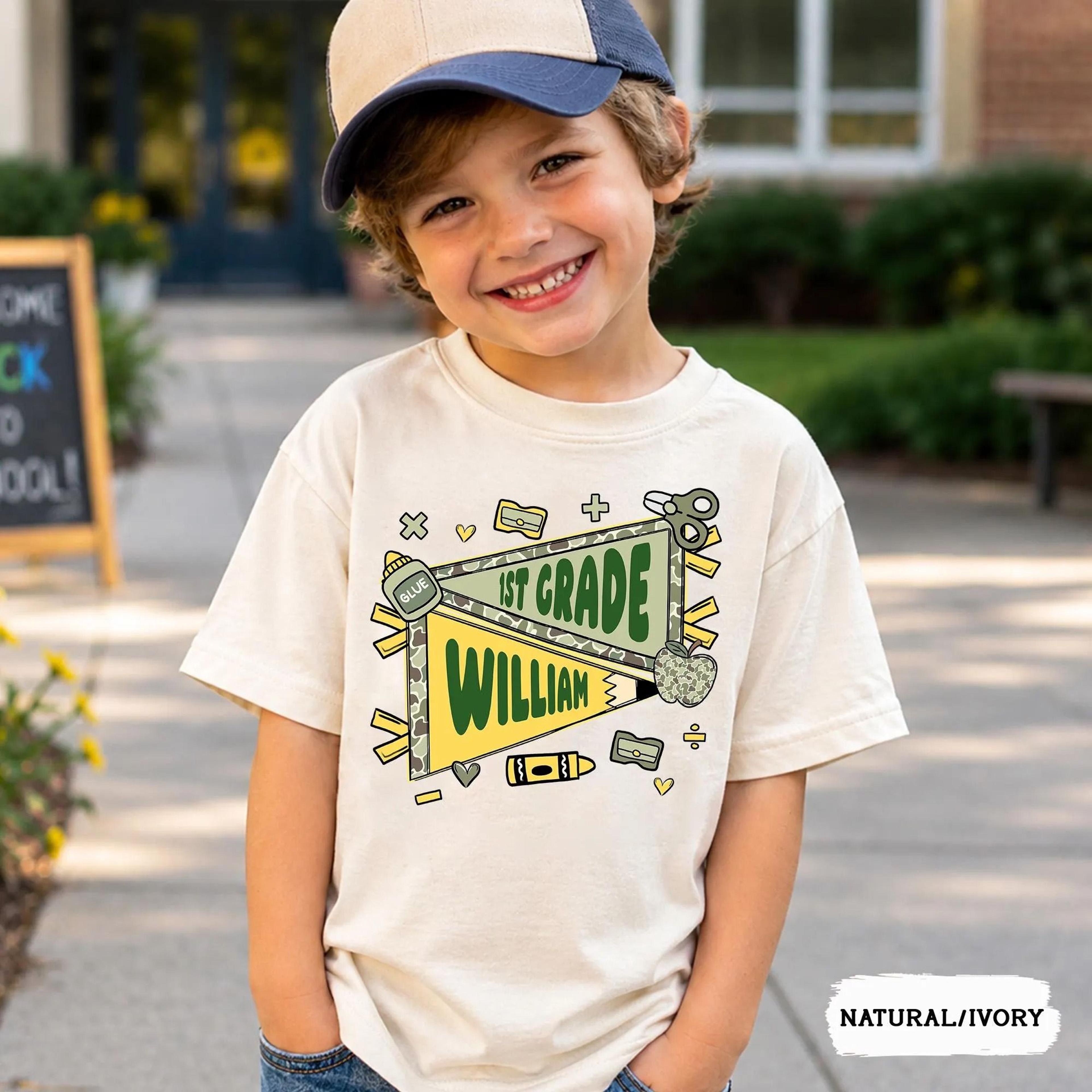 personalized 1st grade youth t-shirt, custom first grade shirt with name, first day of 1st grade tee, back to school you