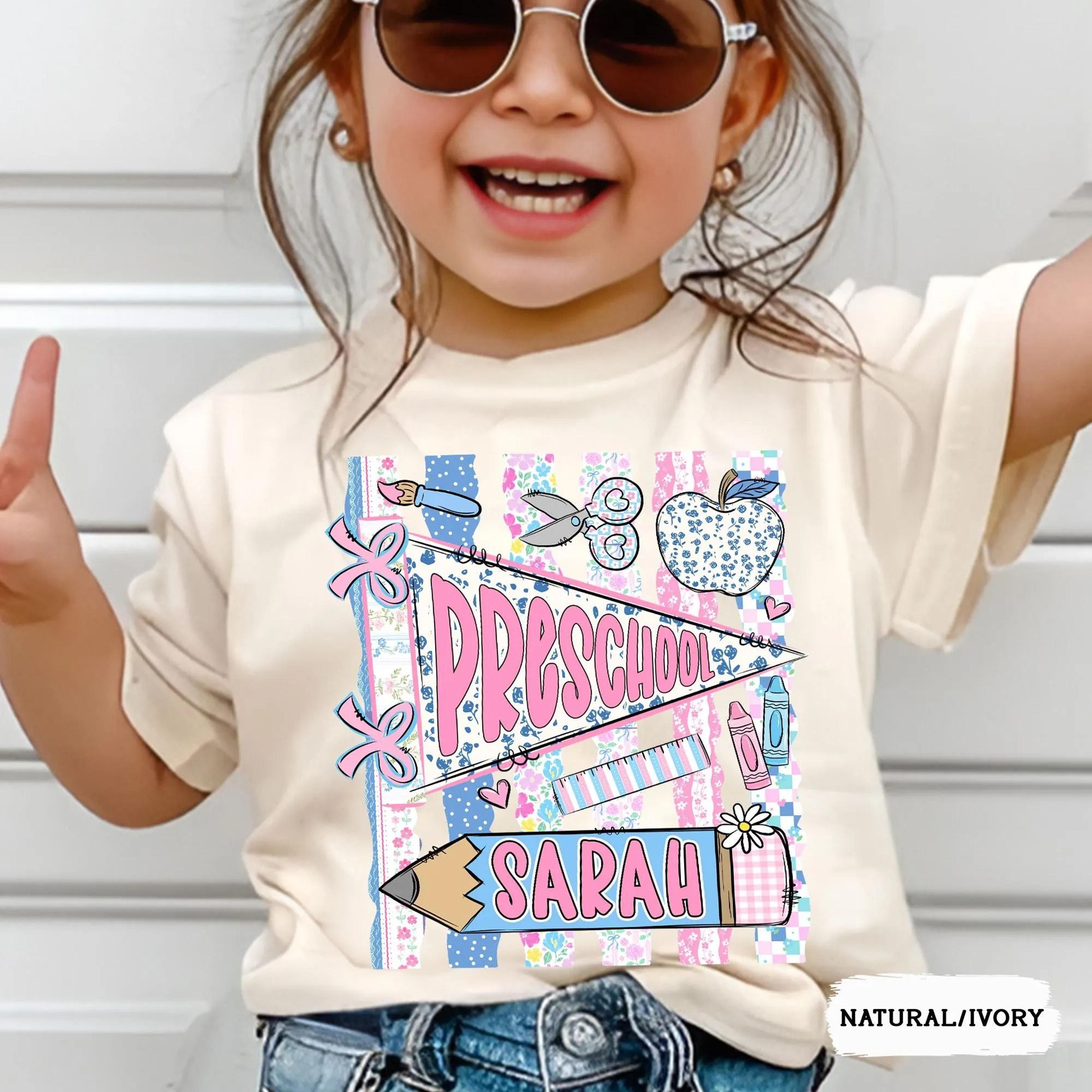 personalized preschool youth t-shirt, custom preschool shirt with name, first day of preschool tee, back to school tees