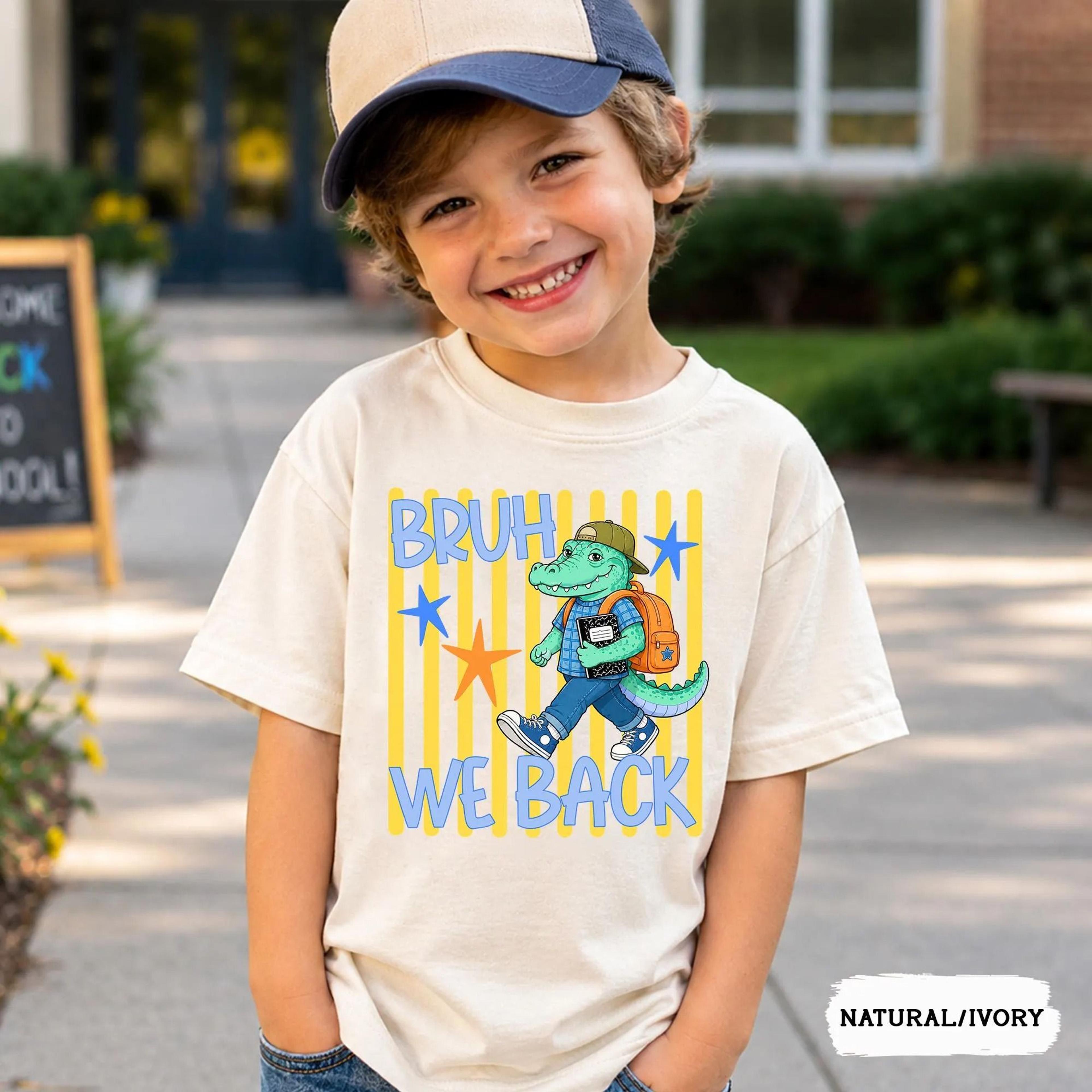 bruh we back dinosaur back to school shirt, funny kids back to school t-shirt, cute dinosaur school tee