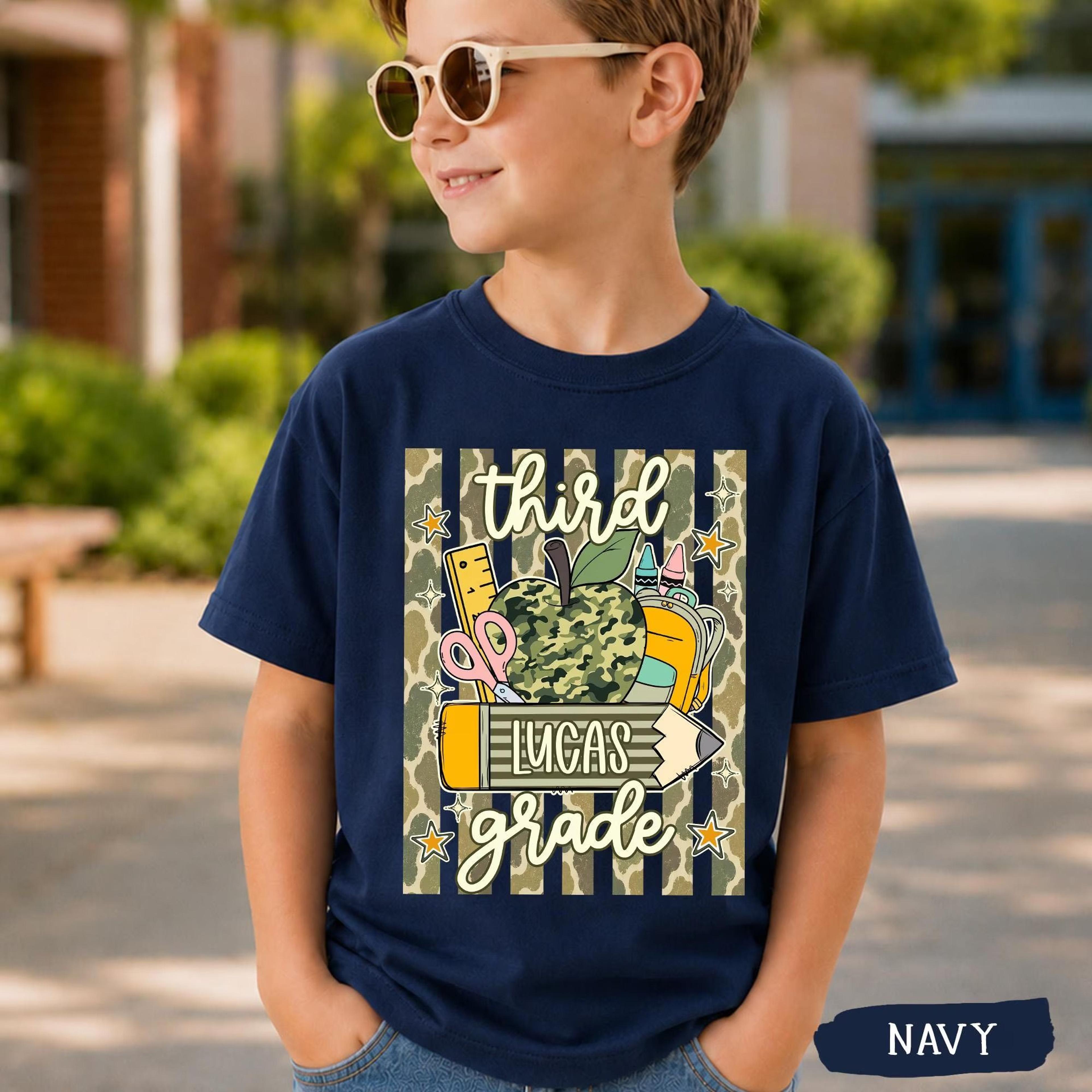 personalized third grade shirt, custom 3rd grade back to school t-shirt, custom name school shirt, first day of third te
