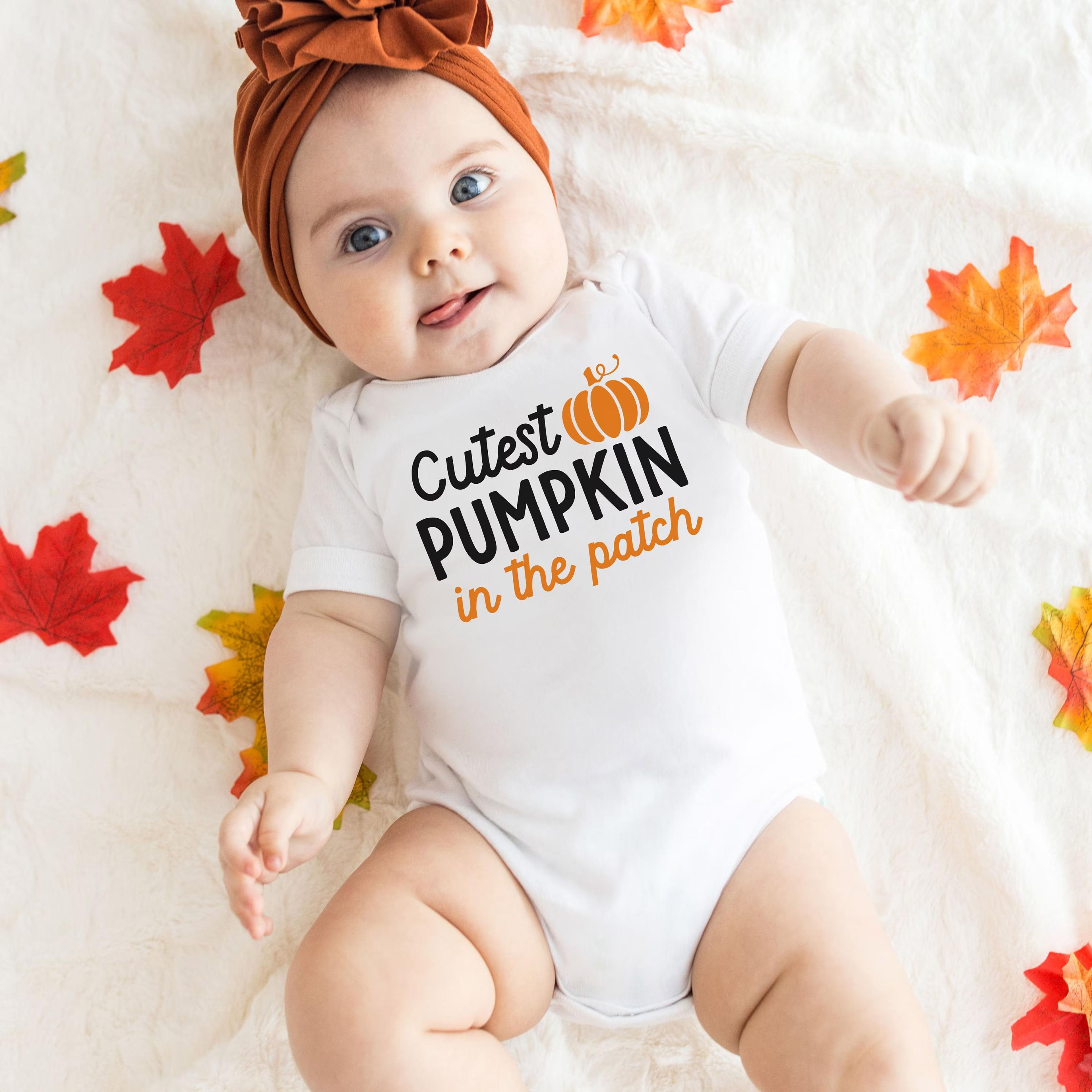 cutest pumpkin in the patch baby bodysuit, fall baby onesie, pumpkin patch outfit, cute autumn baby clothes