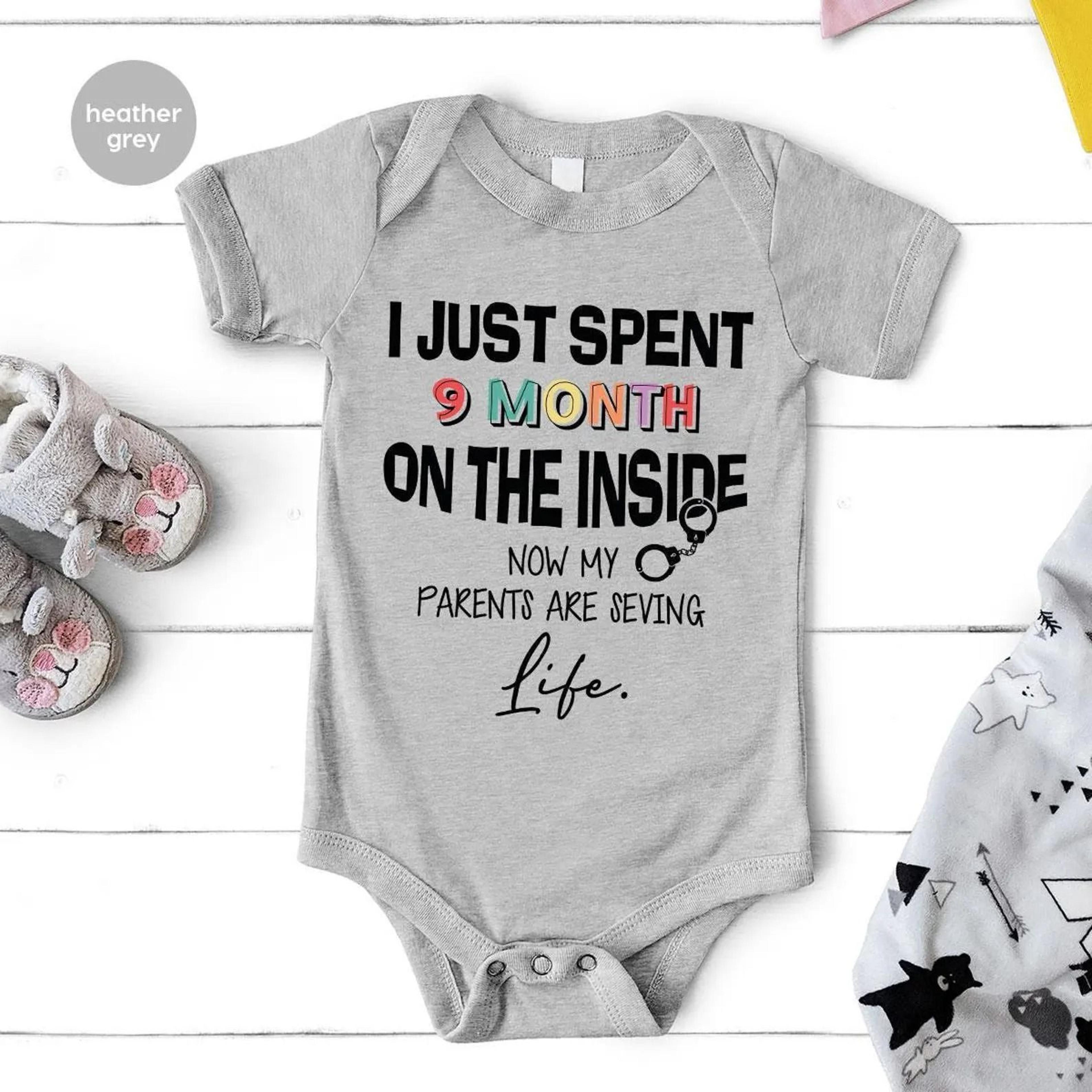 i just spent 9 months on the inside baby romper, funny newborn baby bodysuit, baby t-shirt, baby shower gift