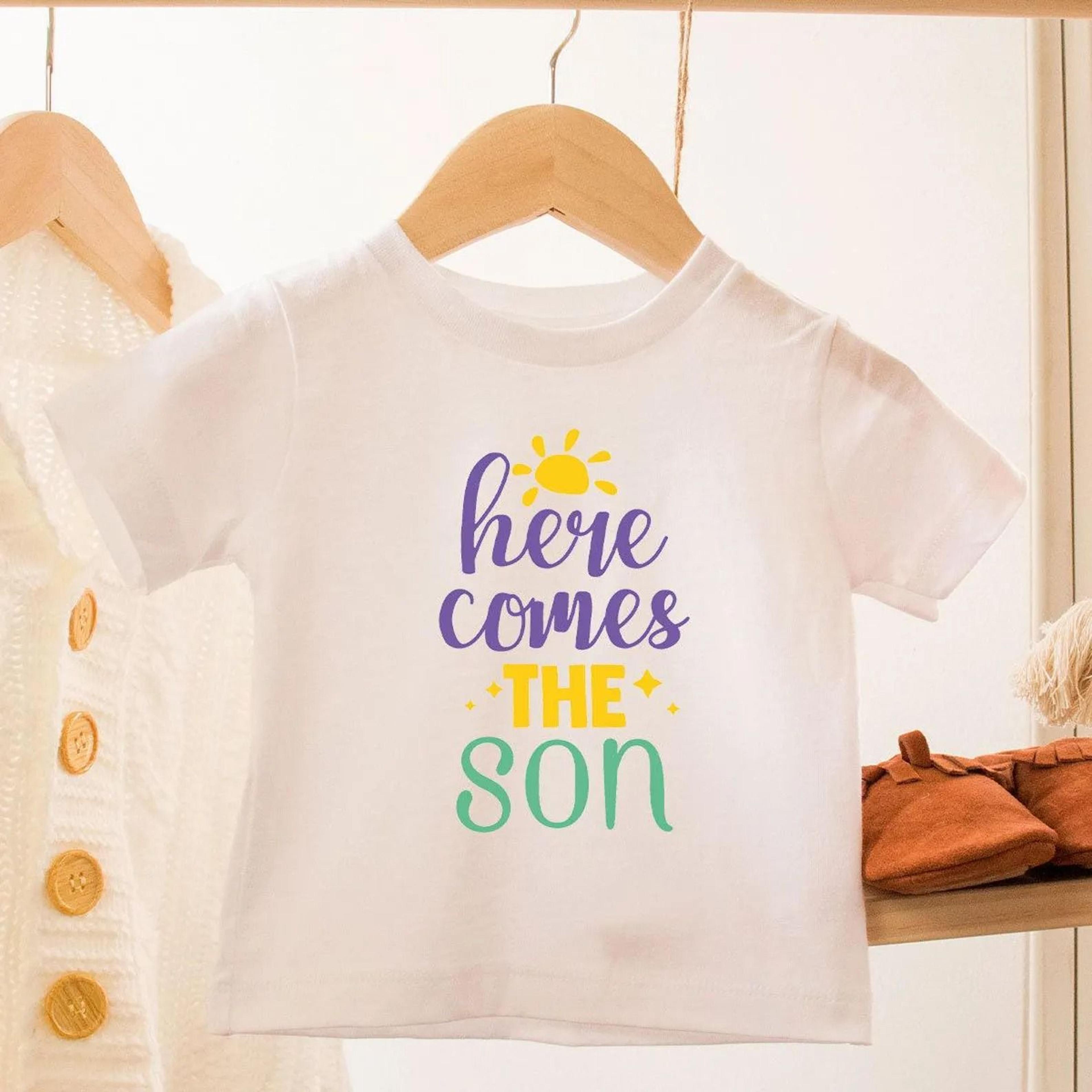 here comes the son baby romper, funny baby t-shirt, sunshine baby bodysuit, newborn baby shower gift, cute infant outfit