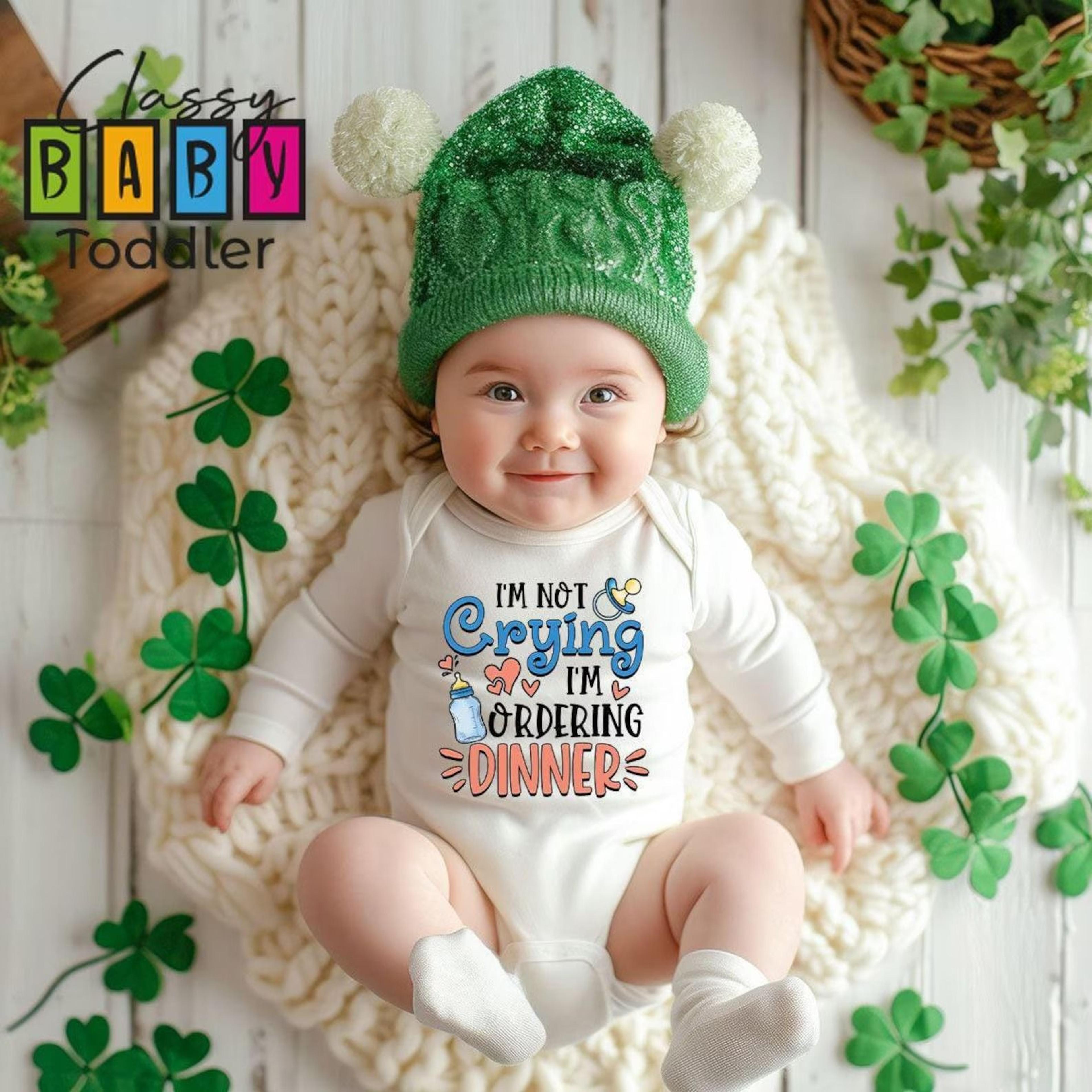i'm not crying i'm ordering dinner baby romper, funny baby bodysuit, baby t-shirt, hungry baby outfit, newborn gift