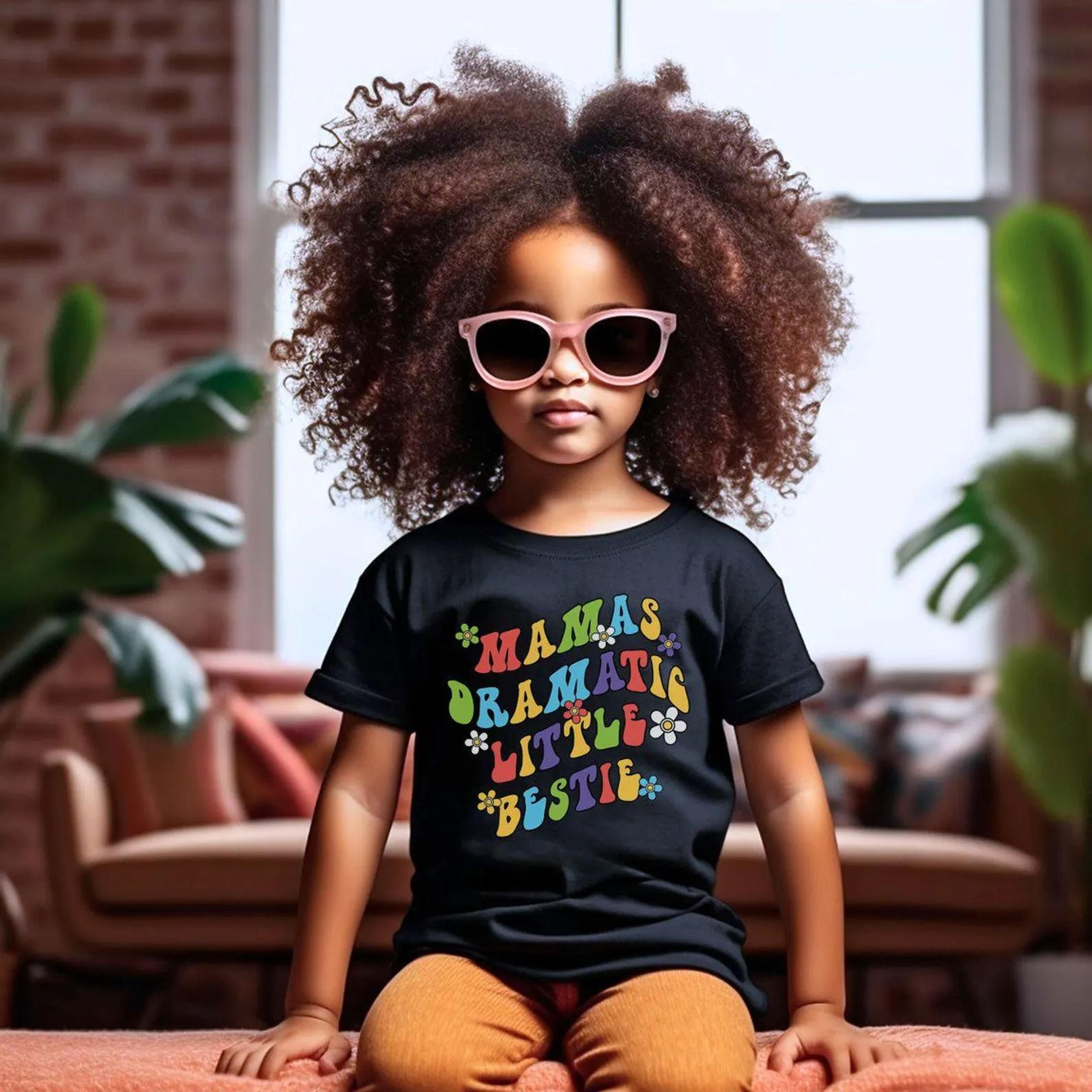 mama's dramatic little bestie toddler shirt, funny mama's bestie kids tee, retro flower toddler t-shirt, cute girl outfi