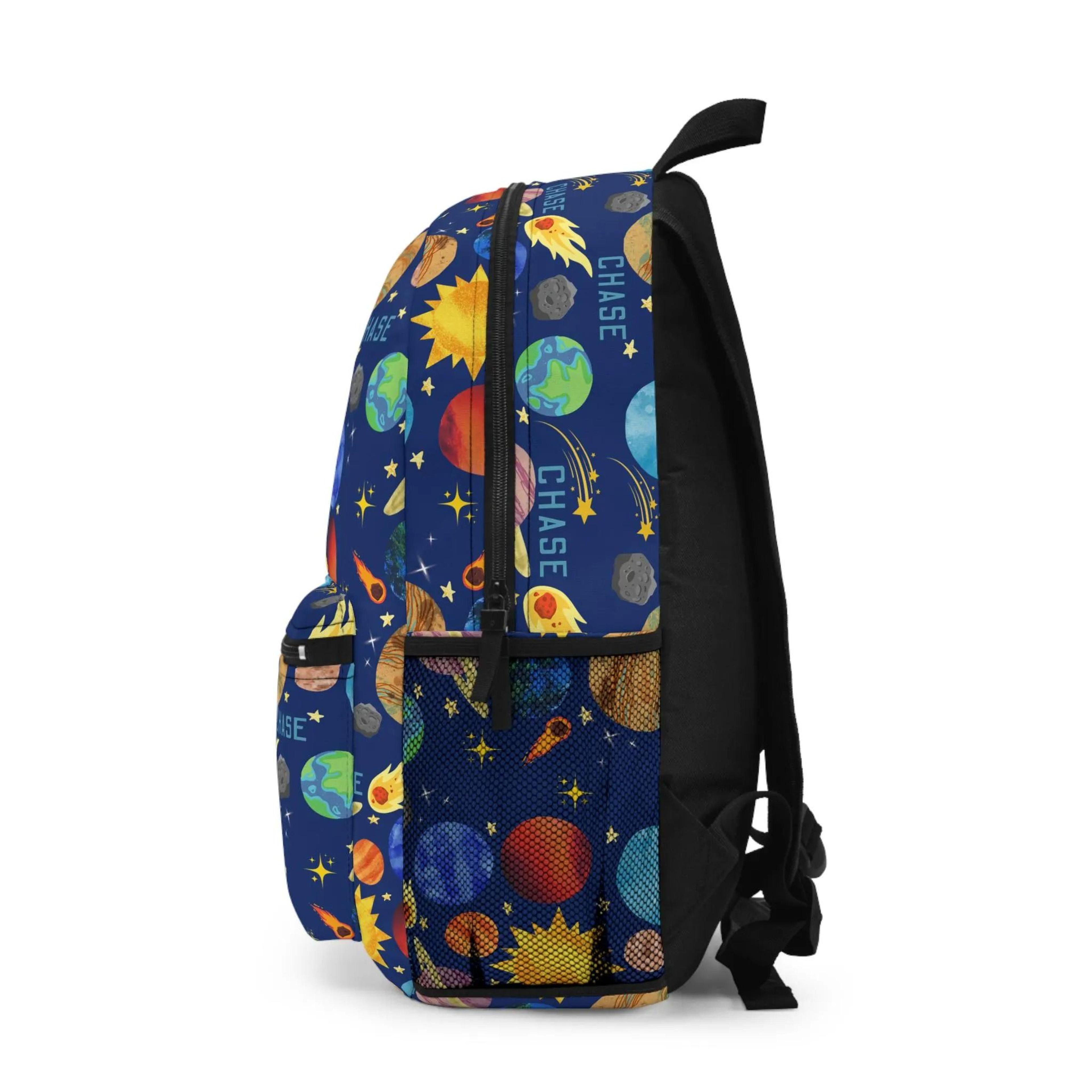 personalized space kids backpack, solar system school backpack, planets galaxy bookbag for boys girls