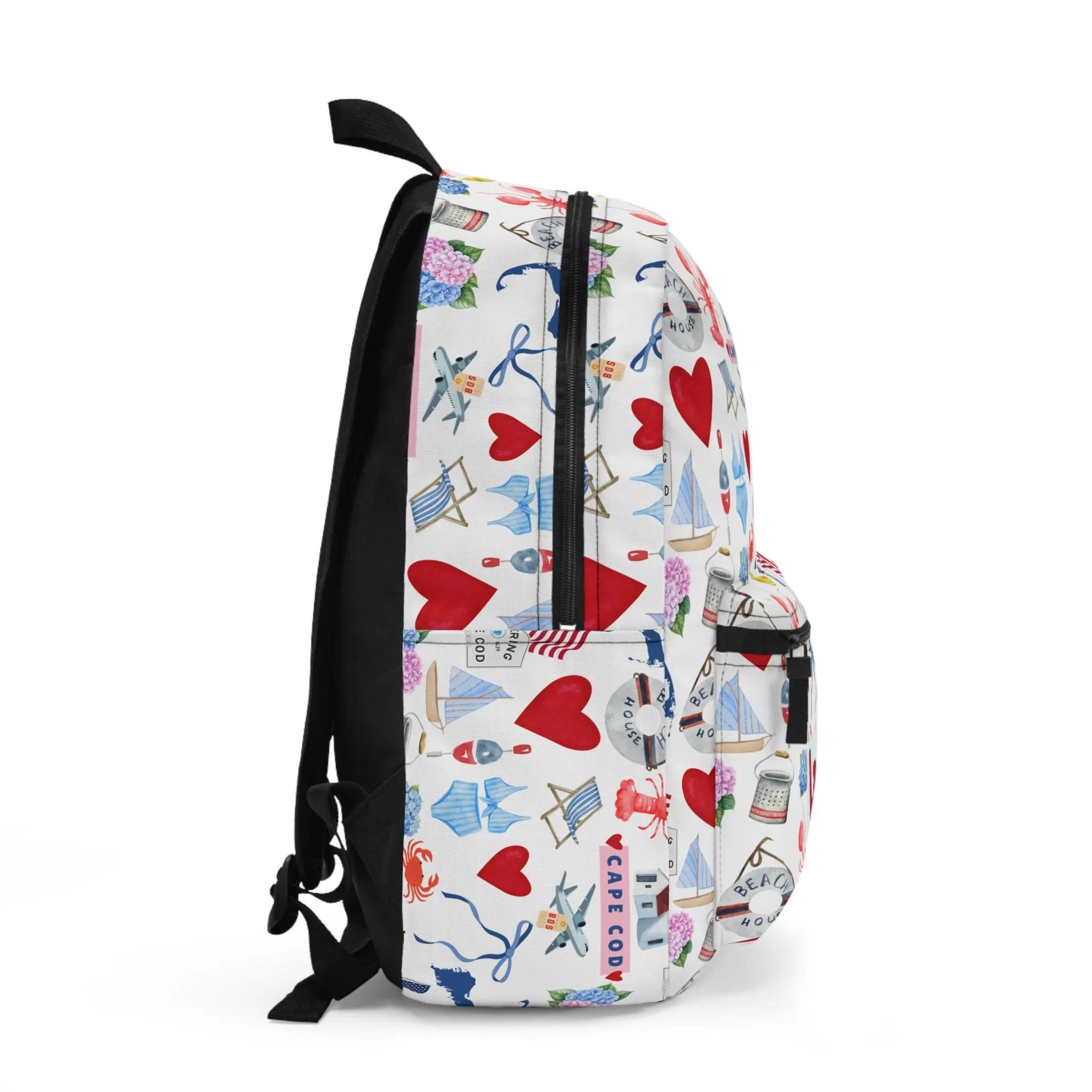 personalized cape cod kids backpack, coastal beach school backpack, nautical bookbag for boys girls, summer travel bag