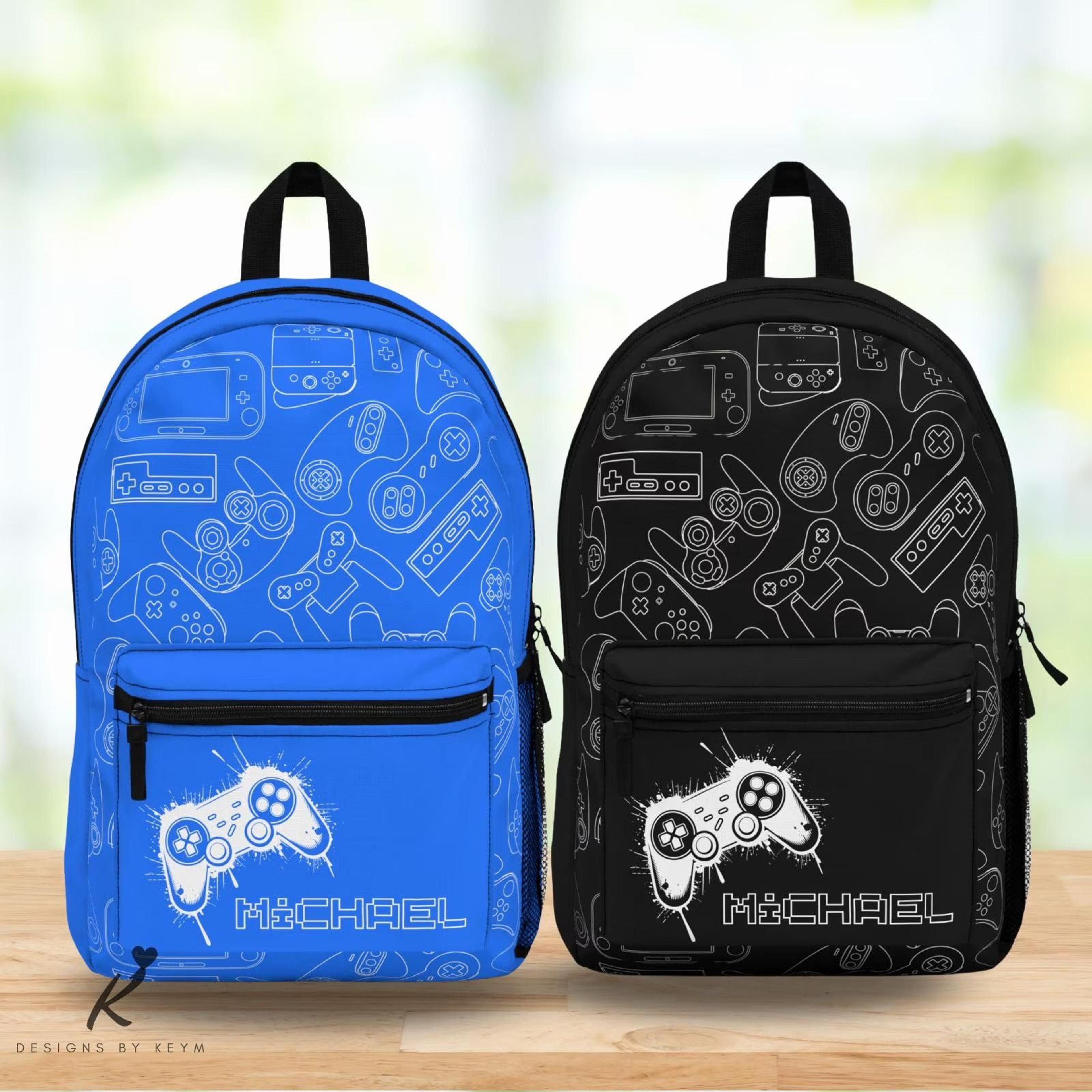 personalized gaming kids backpack, video game school backpack, gamer controller bookbag for boys girls