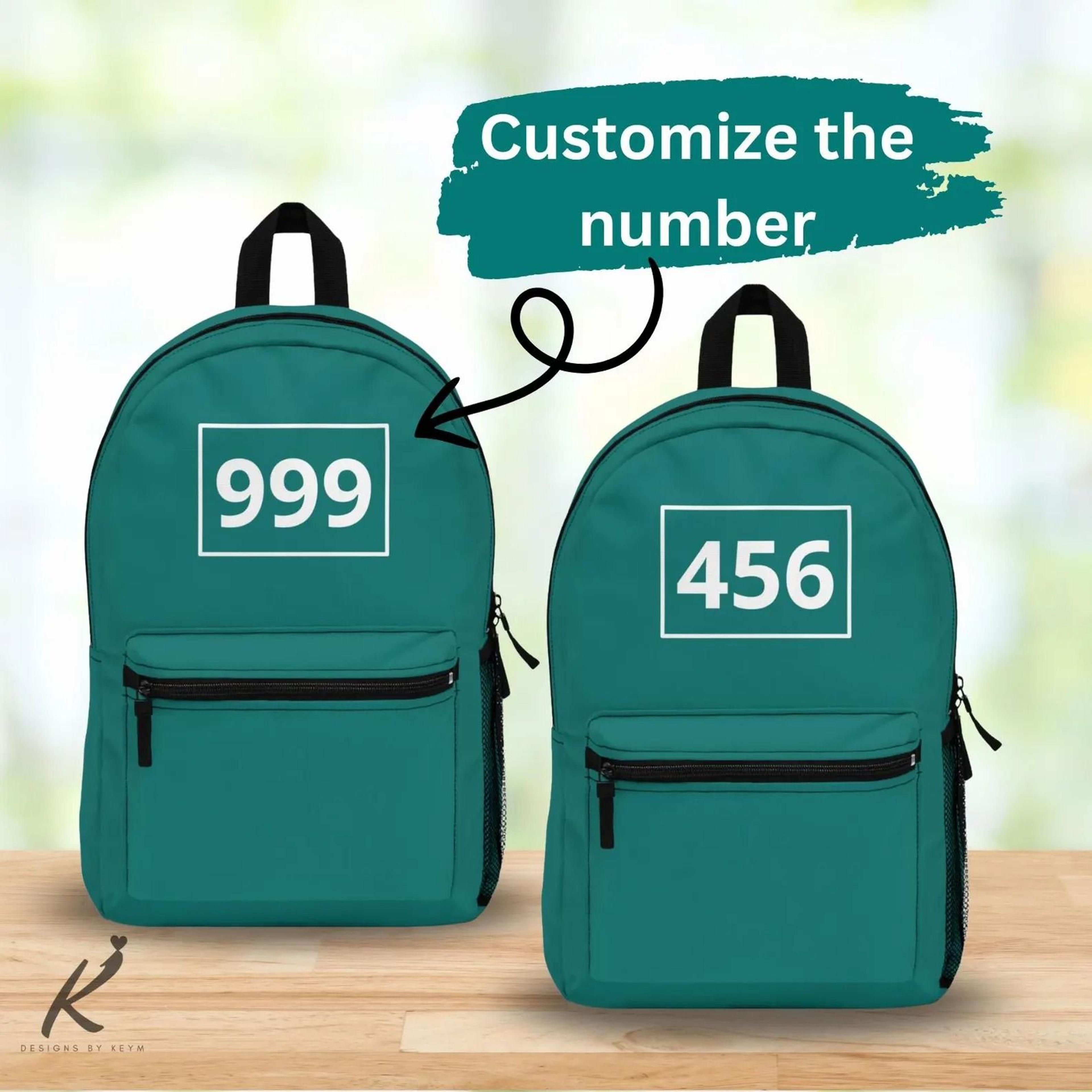 personalized number kids backpack, custom sports number school backpack, custom jersey number bookbag, minimalist school
